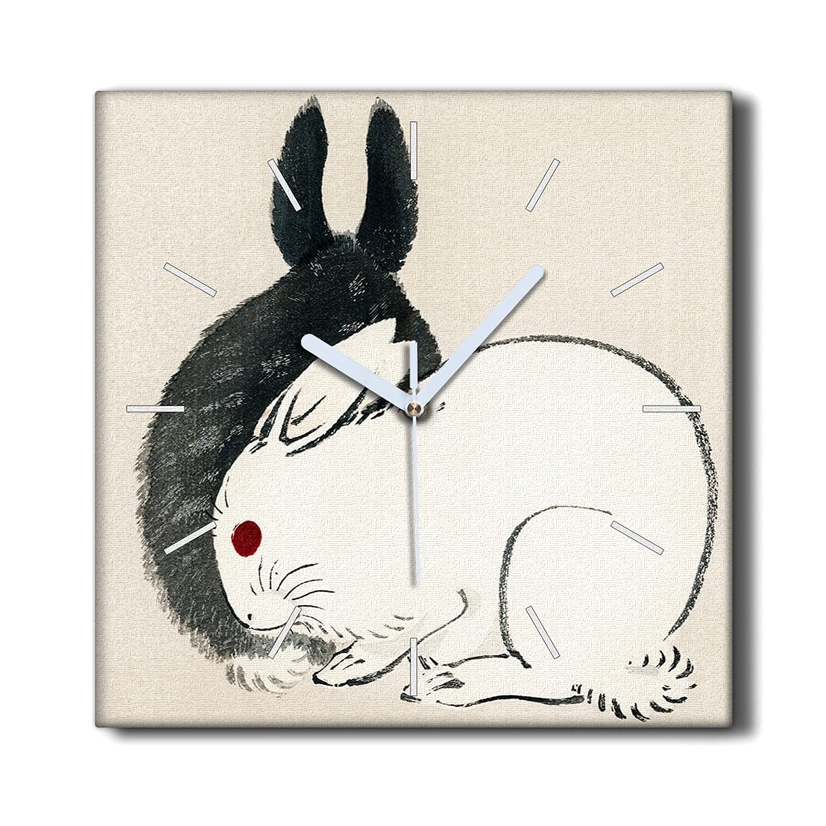 Horloge sur toile 30x30cm Coloray - Impression haute définition lapin sans tic-tac