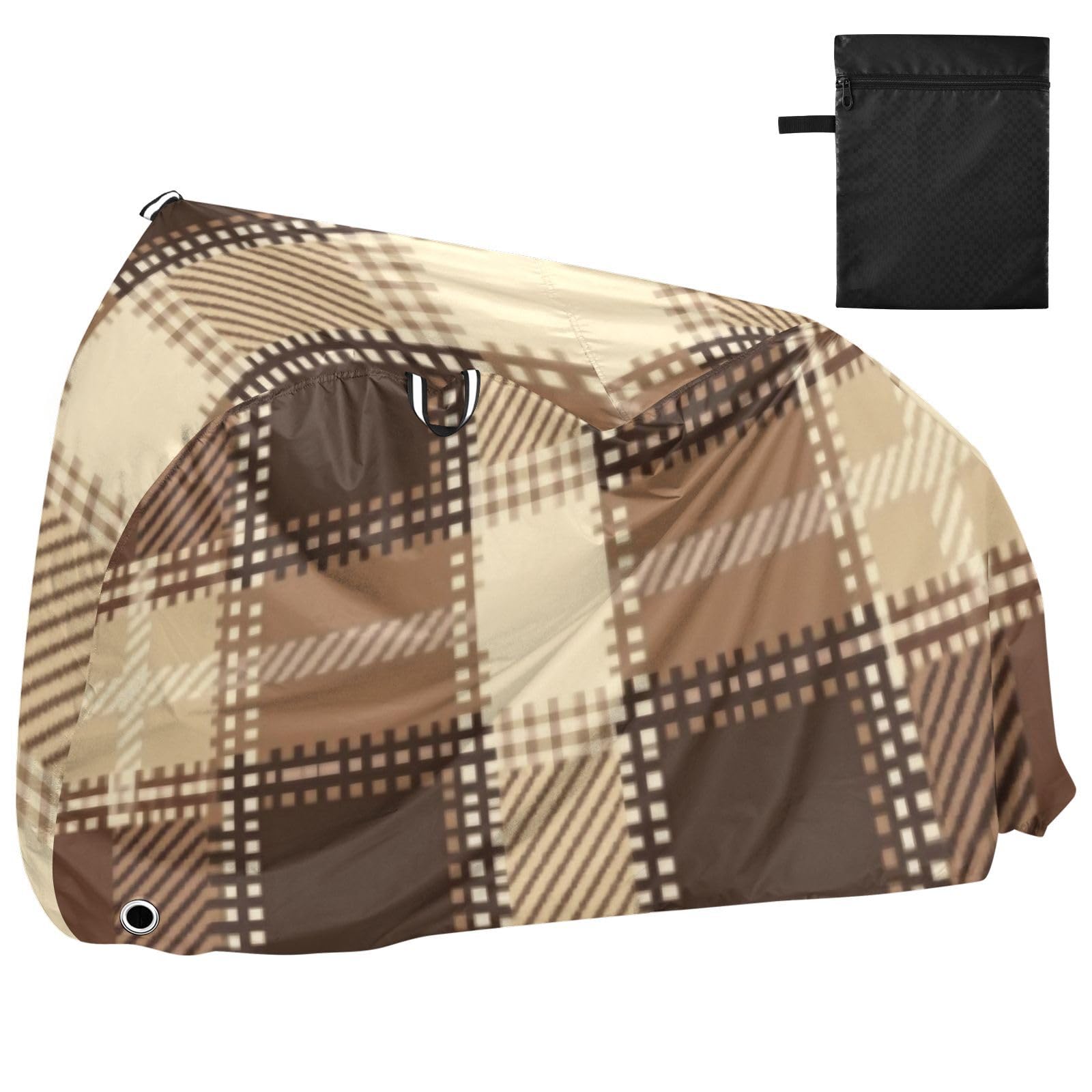 Housse de vélo d'extérieur imperméable à motif tartan marron