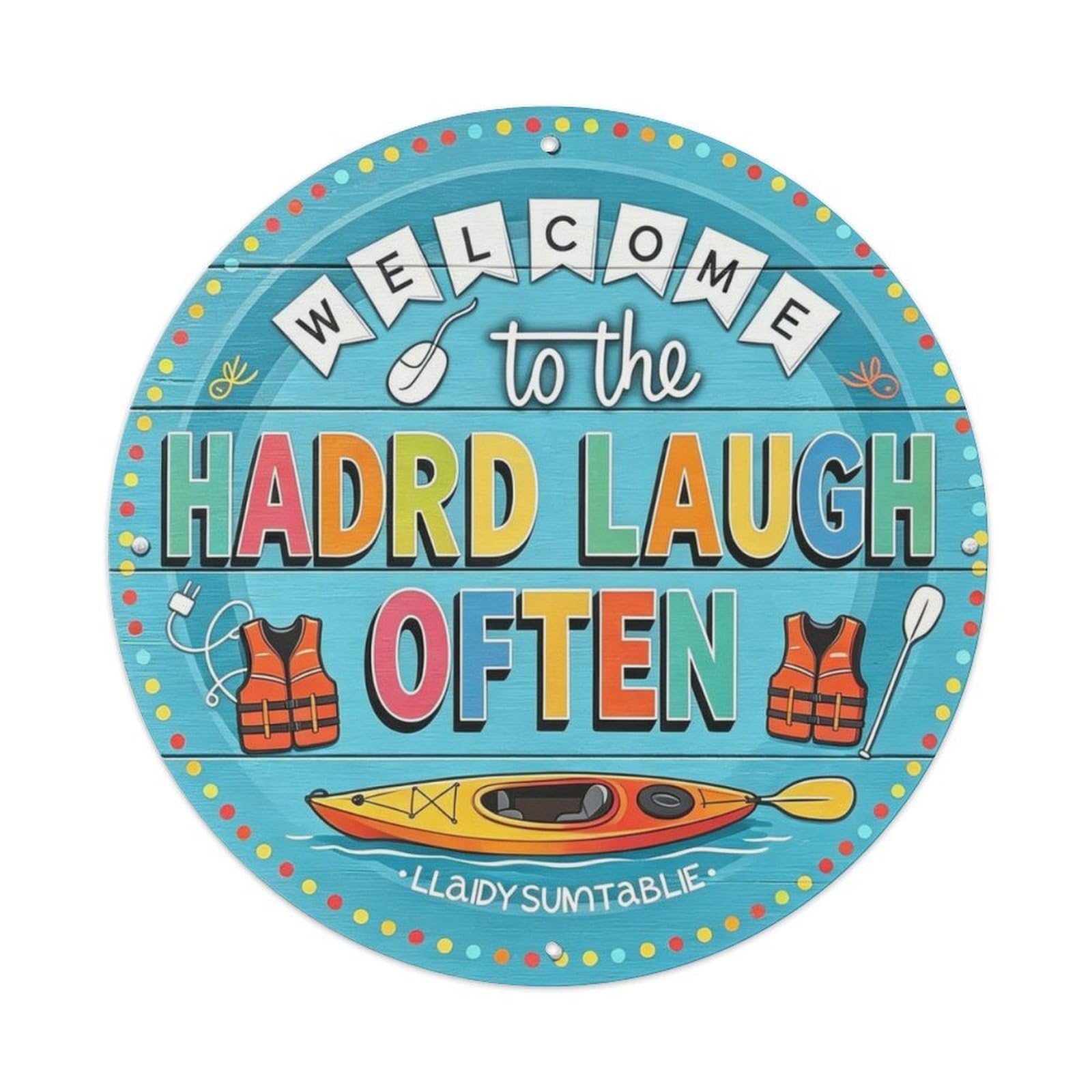 Kayak Dock Paddle Hard Laugh Often Metal Tin Sign Plaque