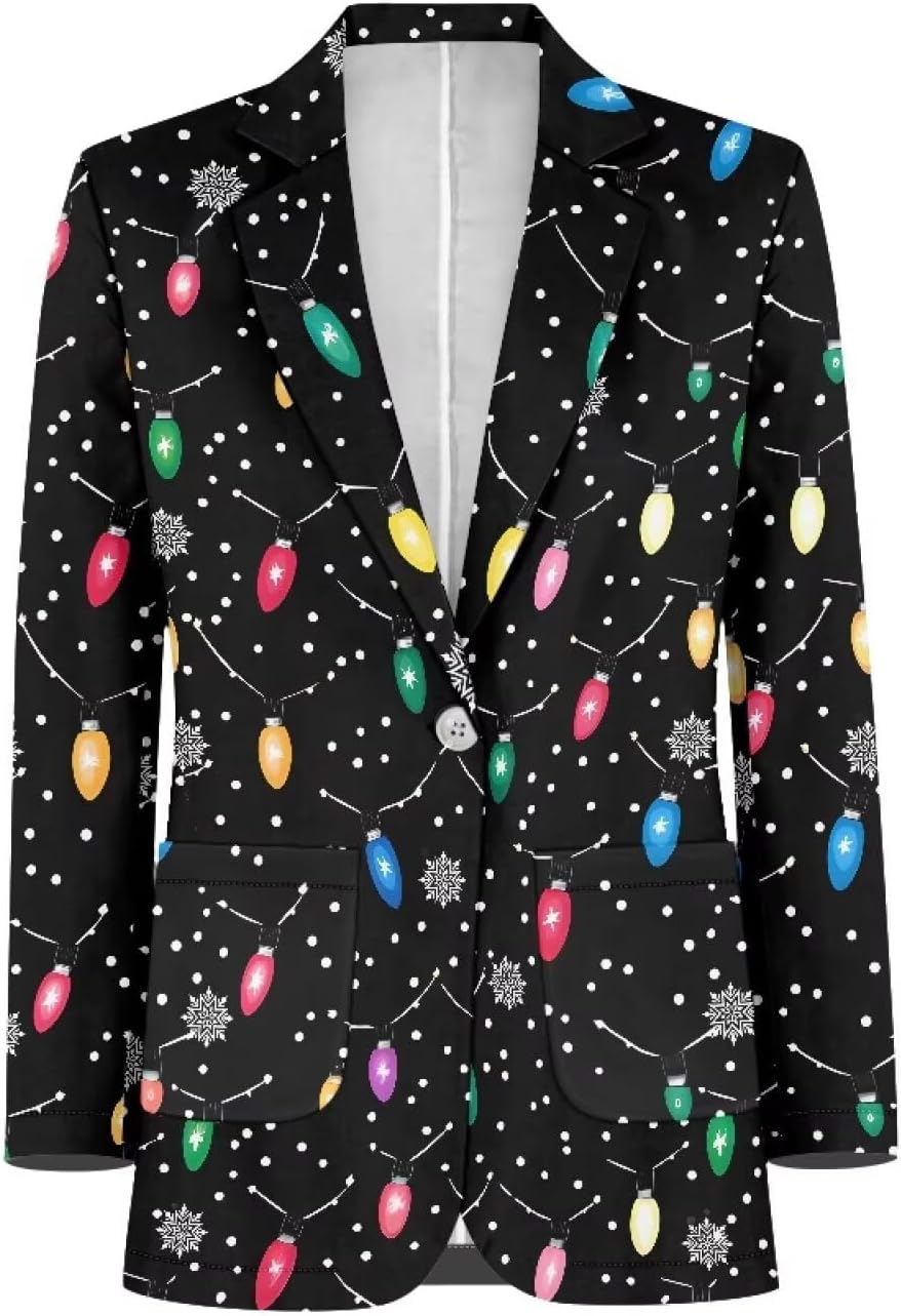 Women's Casual Blazer Long Sleeve Regular Fit Lightweight One Button Jacket Wedding Party Coat