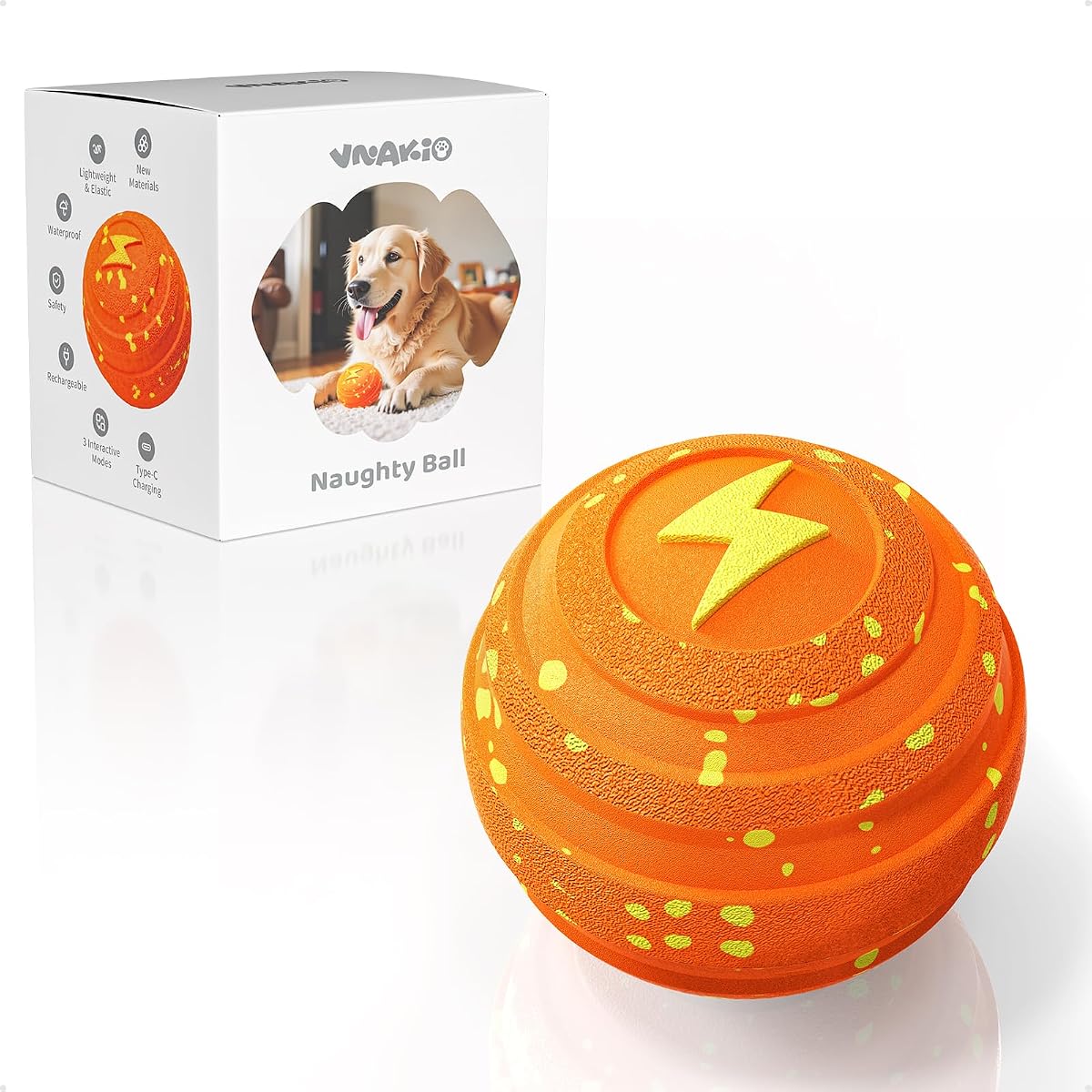 Juguetes interactivos para perros Pelota automática para perros pequeños y grandes | Material E-TPU, resistencia al agua IPX7, 3 modos de juego, mantiene a los perros ocupados, juego antiaburrimiento, bola en movimiento, recargable, ejercicio en interiores