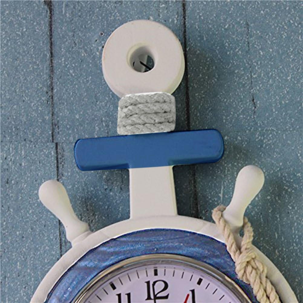 Mediterranean Style Anchor Clock Beach Sea Theme Nautical Wheel Rudder Steering Wheel Decor Wall Hanging Decoration