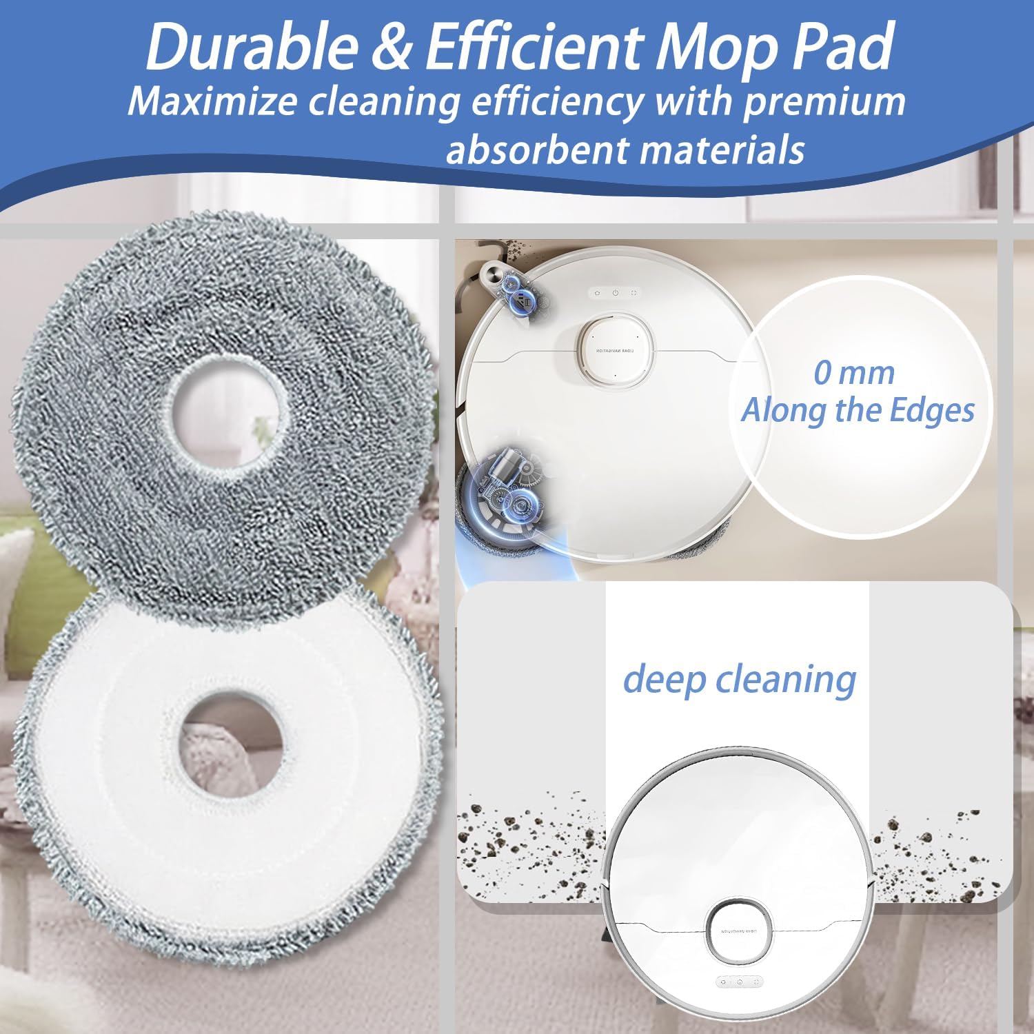 Replacement Accessories Kit Compatible with Mova P10 Pro Ultra/P50 Pro Ultra Robot Vacuum Cleaner Parts,Include 1 Tri-Cut Detangling Roller Brush,4 Filters,6 Side brushes,6 Mop Pads,6 Dust bags