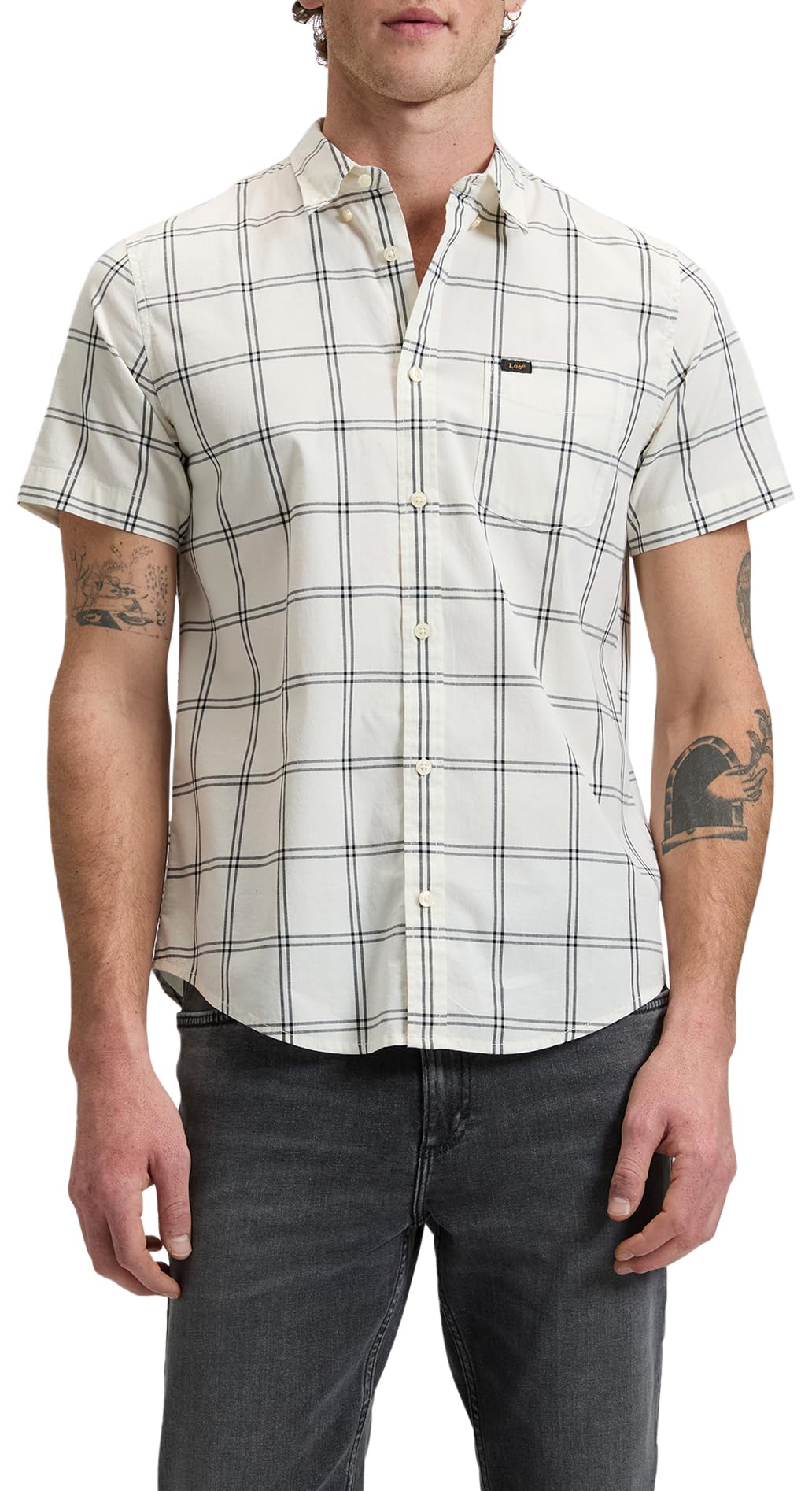 Lee SS Button Down T-Shirt Homme mode décontractée chic été