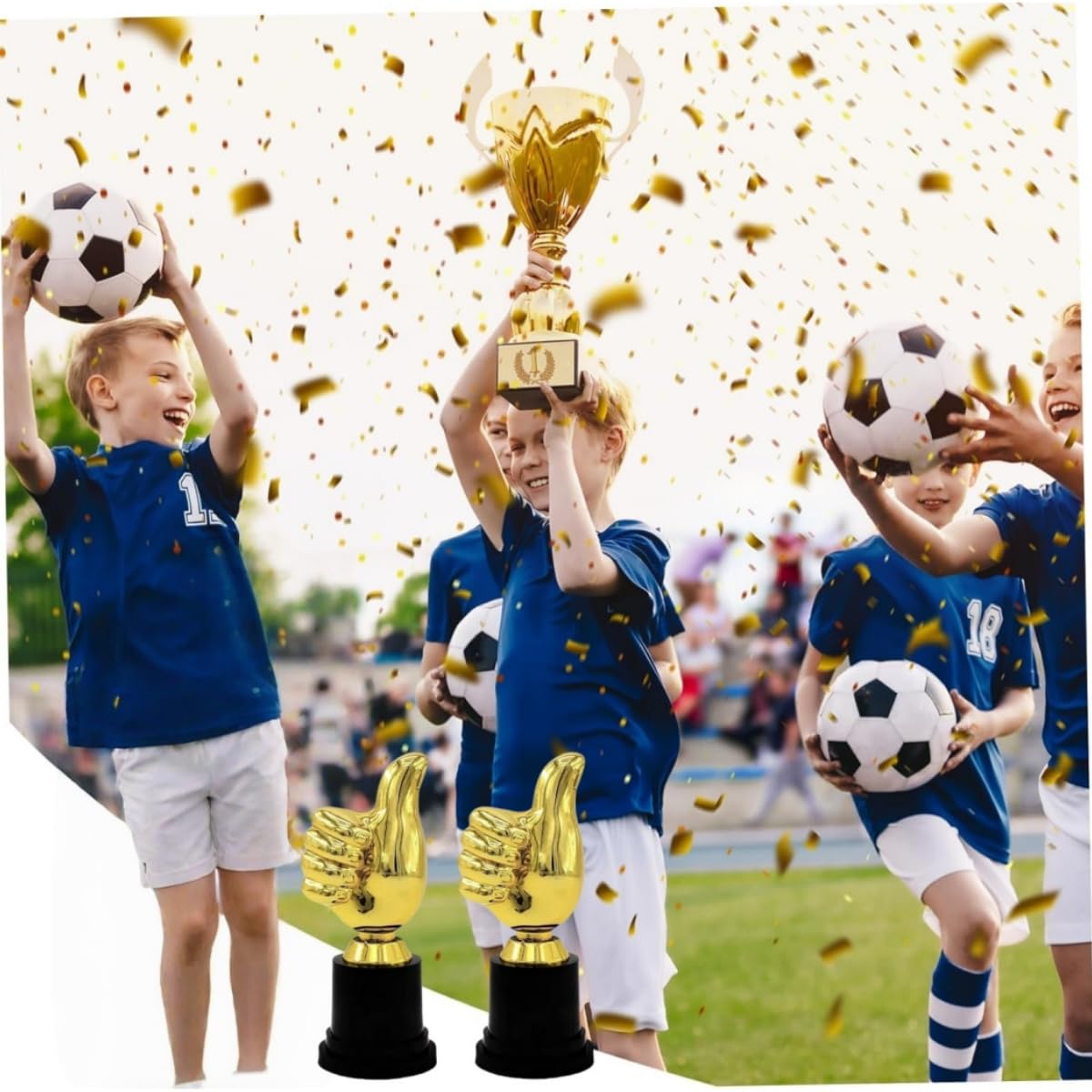 2 Pezzi Trofeo Pollice in Plastica Dorata per Vincitori di Eventi Sportivi,Trofeo Vincitore d'oro,Ideale per Cerimonie di Premiazione Giochi e Decorazioni Premio Educativo
