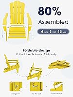 Vista 314 de KINGYES - Silla Adirondack plegable, sillas de patio de polietileno de alta densidad para todo tipo de clima, silla de césped con textura de madera