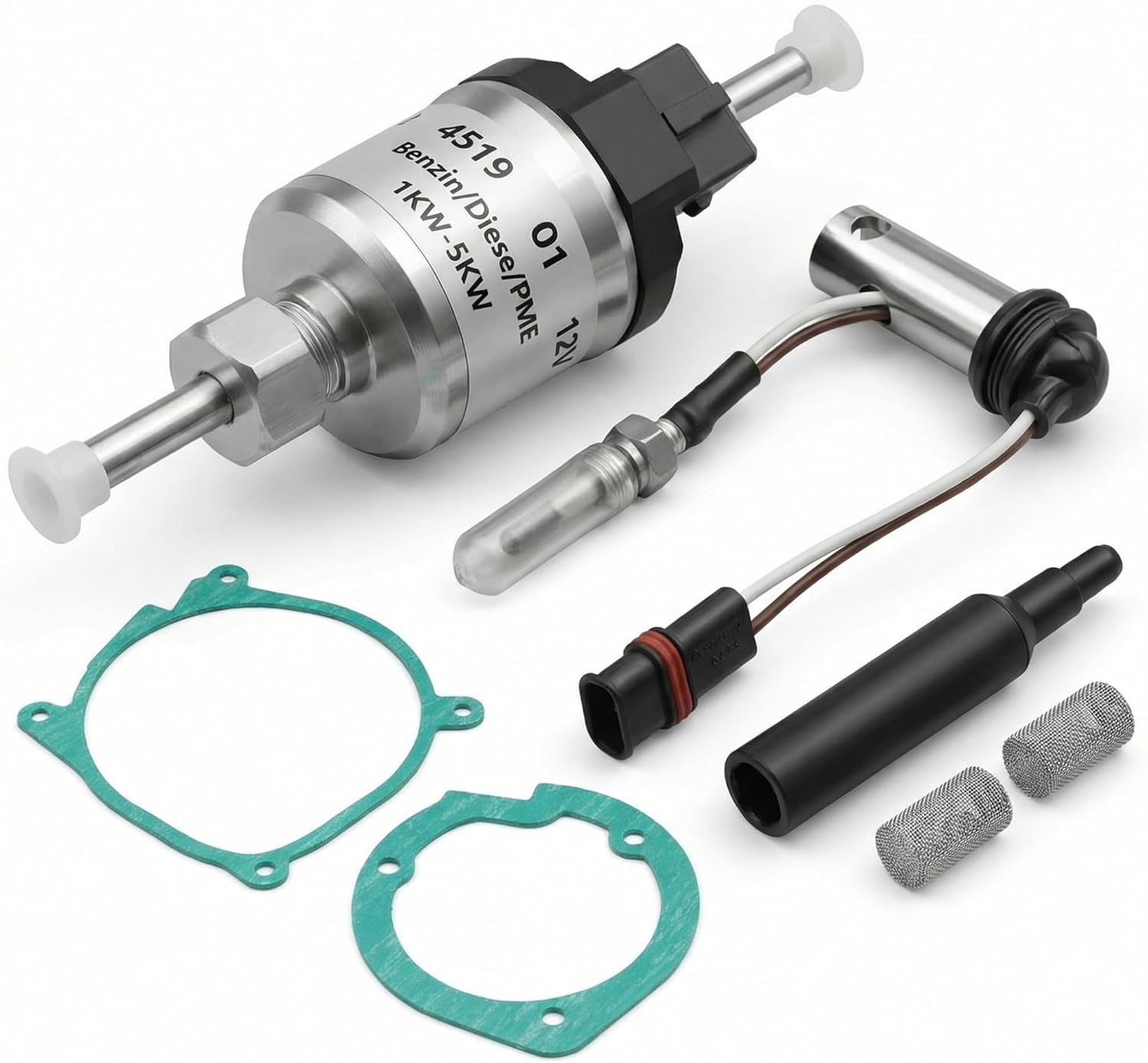 12V Glow Plug Repair Kit & 12V Diesel Fuel Metering Pump, Fits Espar Diesel Parking Heater Maintenance Kit, Fits Eberspacher Espar Airtronic 2KW D2 D4 D4S, w/Strainer Screen