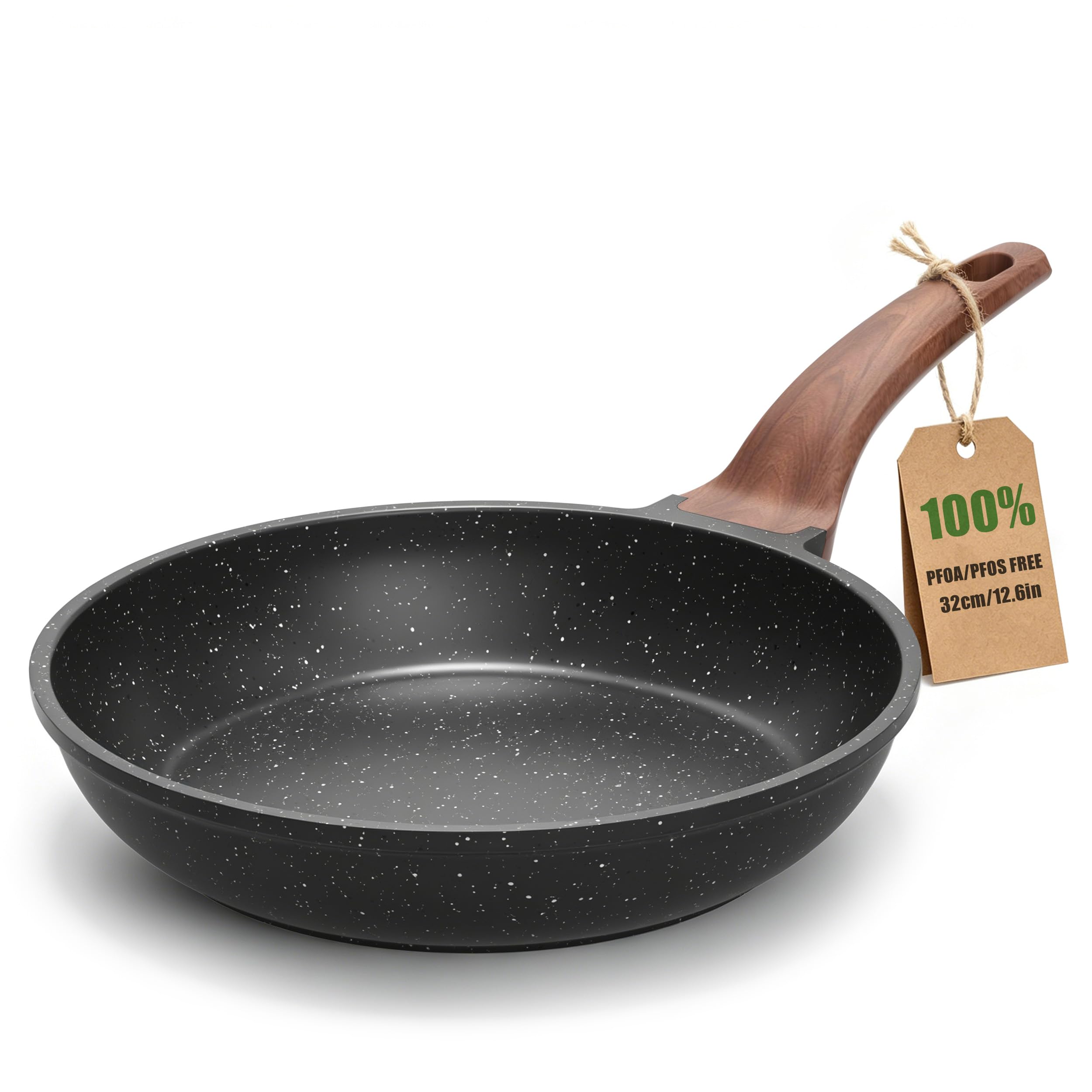 YASHE 32cm Granite Nonstick Frying Pan, Non-Toxic, Induction Ready