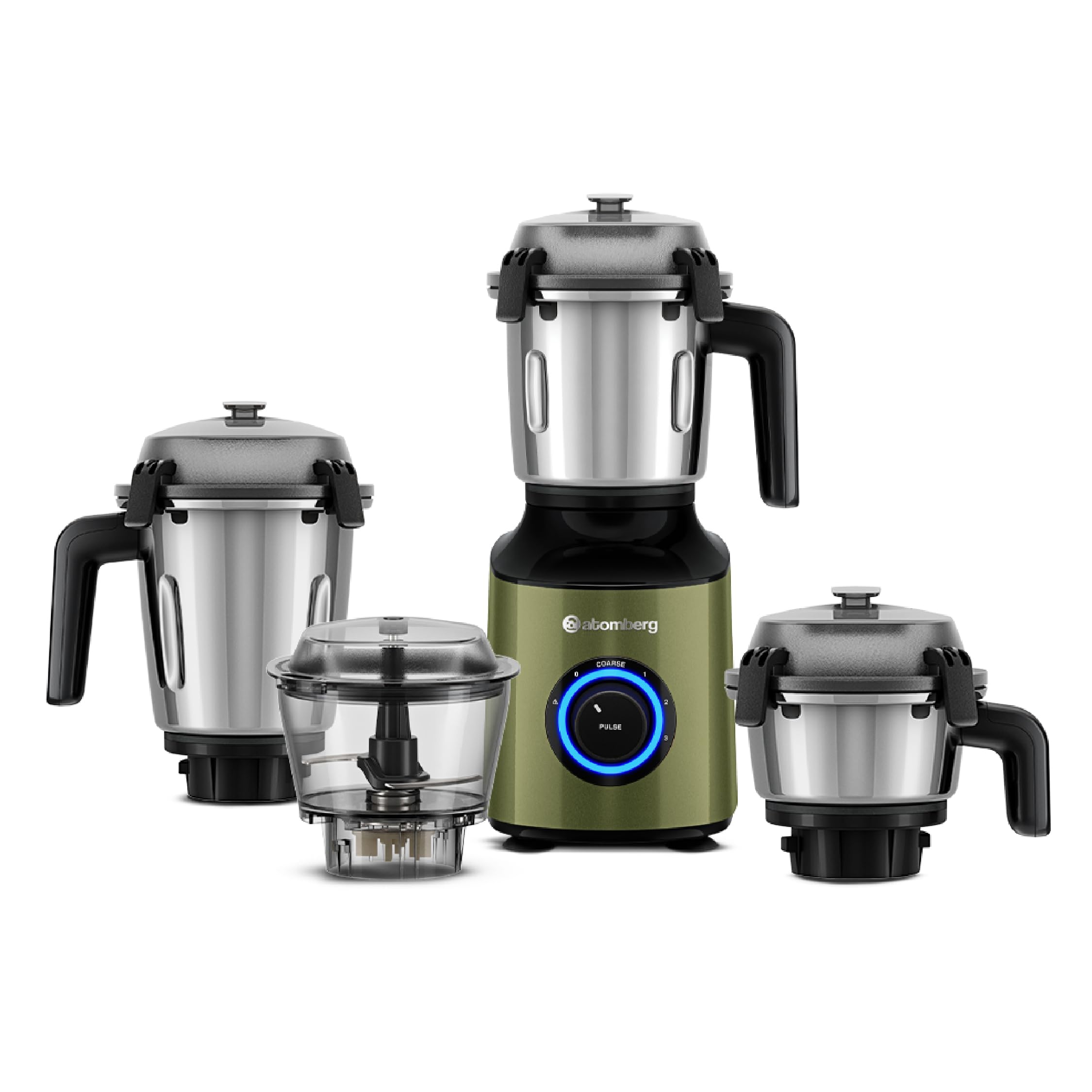 Atomberg Zenova Mixer Grinder | Unique Coarse Mode for Silbatta-like Texture | Intelligent BLDC Motor | Safety Features | 4 Jars including Chopper | Hands-Free Operation (Olive Grove)-image-35