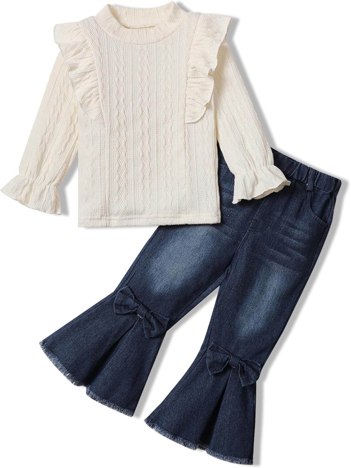 Toddler Girl Clothes Long Sleeve Ruffle Tops Flare Jeans Pants Girls Fall Winter Outfits
