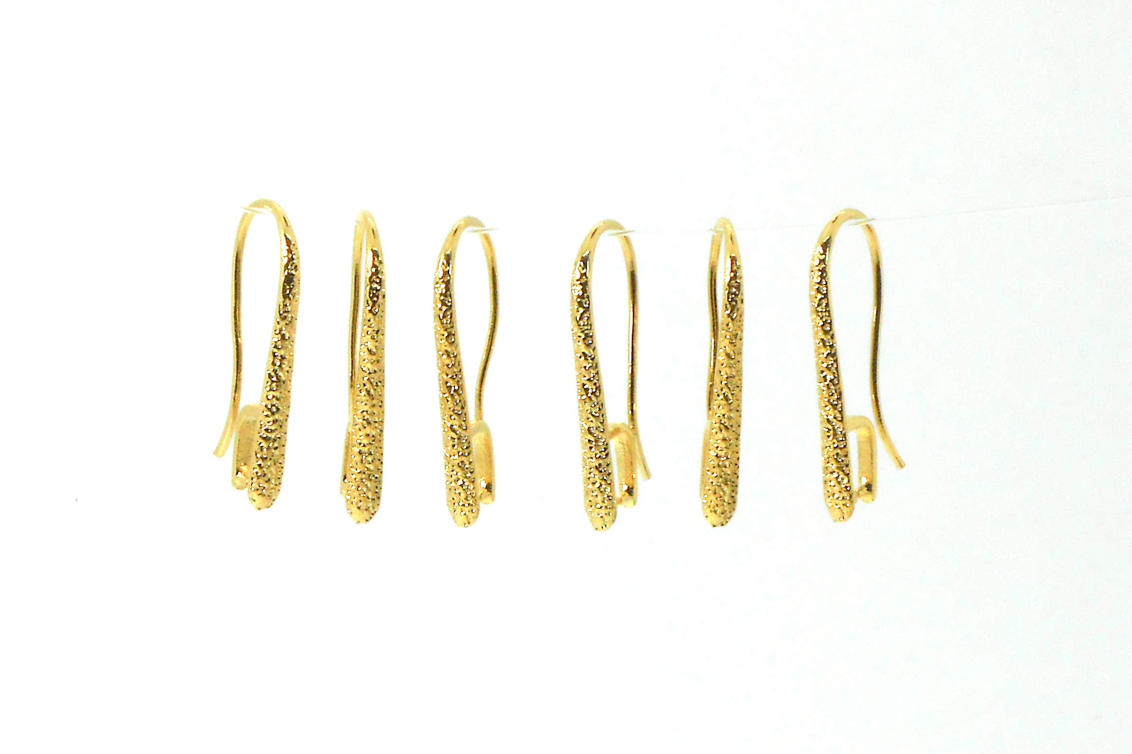 14k Gold Earrings findings Ear Wire French Hook Pure Plated 1 Micron Thickness Ear Wire French Hook 22 x 10 mm Wholesale Frost Style for fine Jewelry Making (6 pcs.)