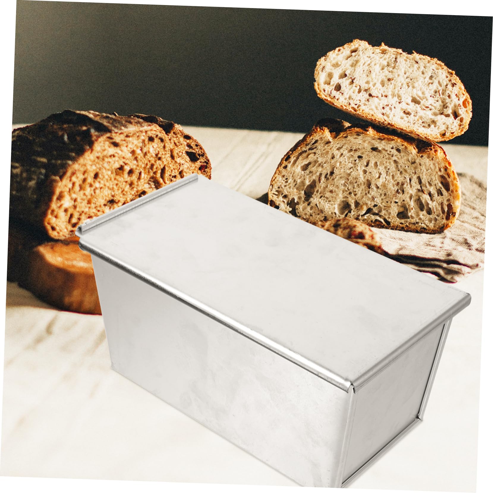 MAGICLULU Moule à Pain Grosse Capacité avec Couvercle Argenté en Alliage D'aluminium Antiadhésif pour Cuisson Rapide Pain de Mie Quotidien et Boulangerie