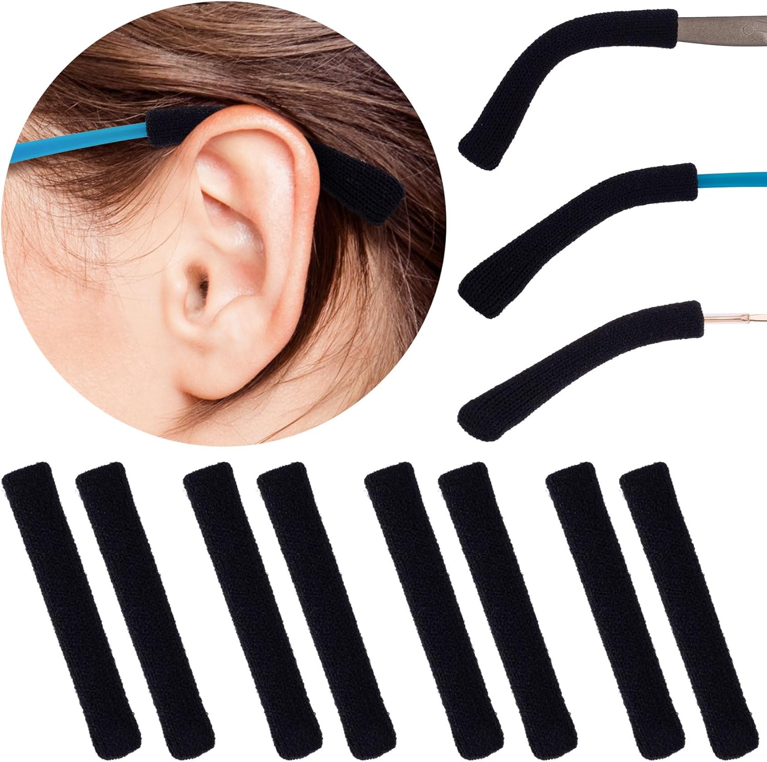 HINZIC 6 Pairs Elastic Eyeglasses Ear Cushions, AntiSlip