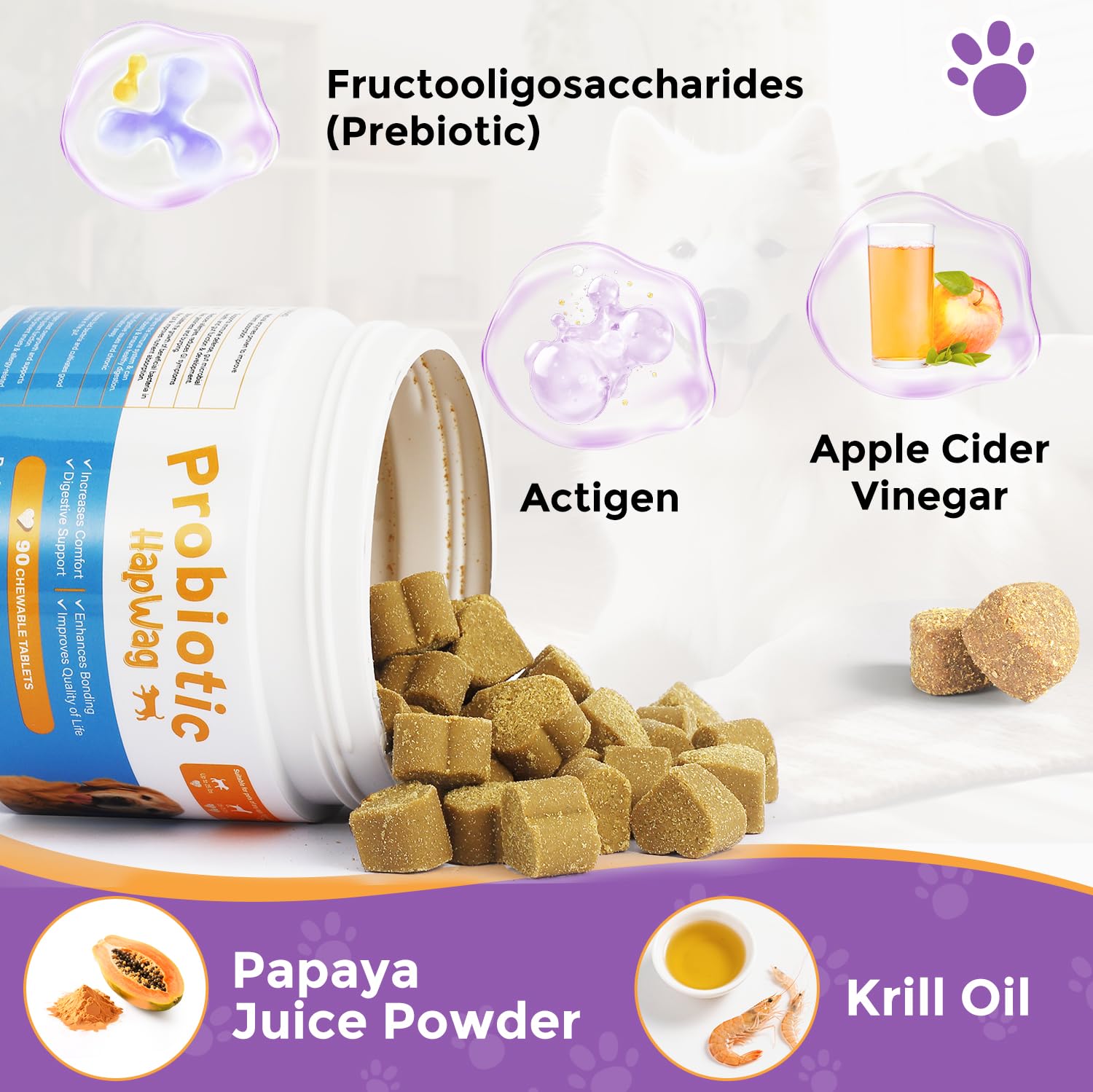 Dog Allergy and Immune Relief Chews - Probiotics for All Breeds and Ages Dogs, Support Gut Digestive Health, Anti Diarrhea, Constipation Relief, Dog Supplements - Pork Flavor - 90 Soft Chews - image 2