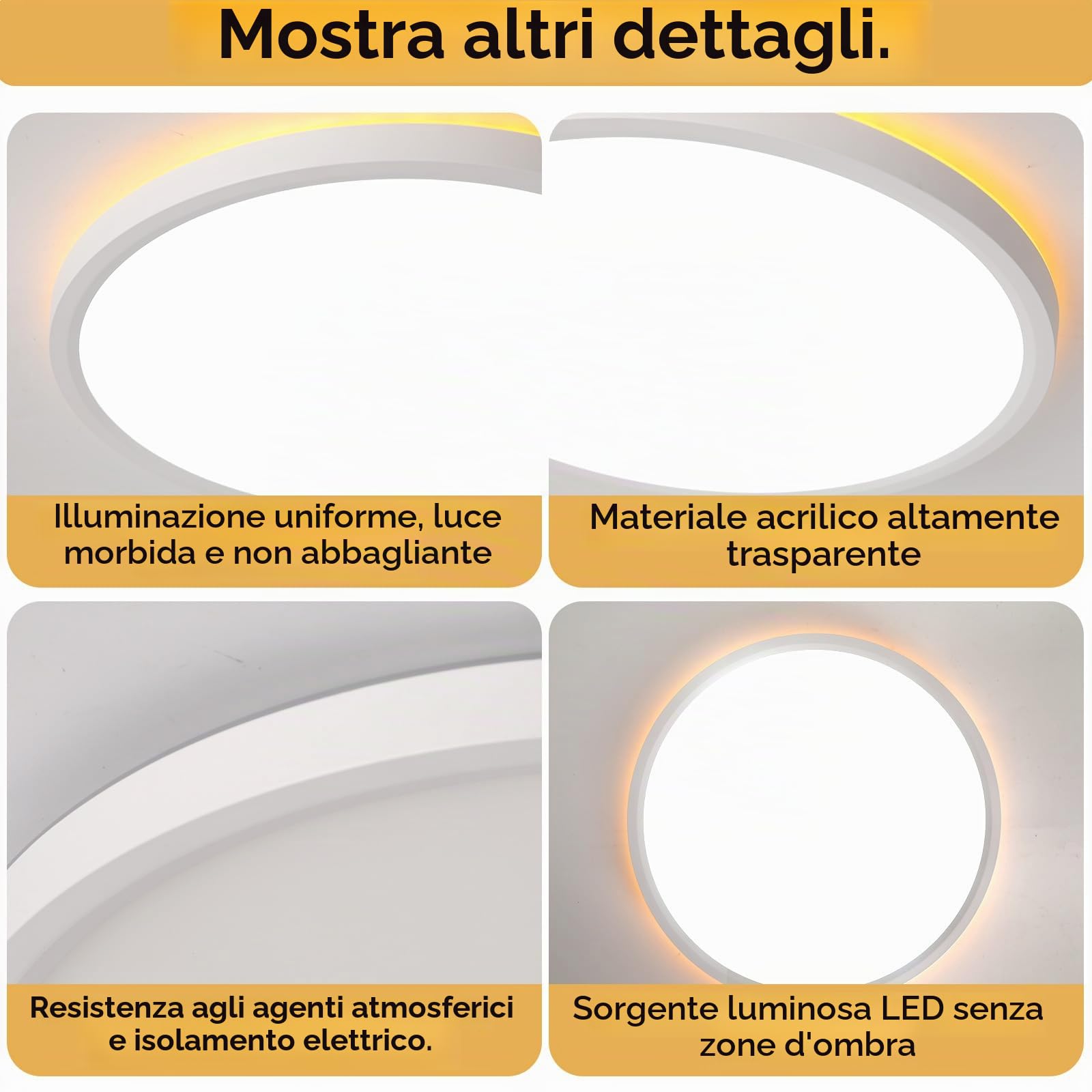 FUPE Plafoniera LED dimmerabile - 30W 3500LM plafoniera - 6.5W luce notturna calda - Plafoniera LED piatta per camera da letto camera dei bambini soggiorno rotondo（2 Pezzi）