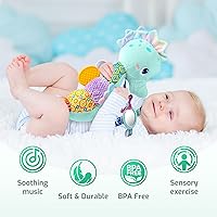 Vista 5 de Sumobaby Juguetes de peluche musicales para bebés con múltiples texturas sensoriales, crujientes, sonajeros y texturas, para tiempo de barriga