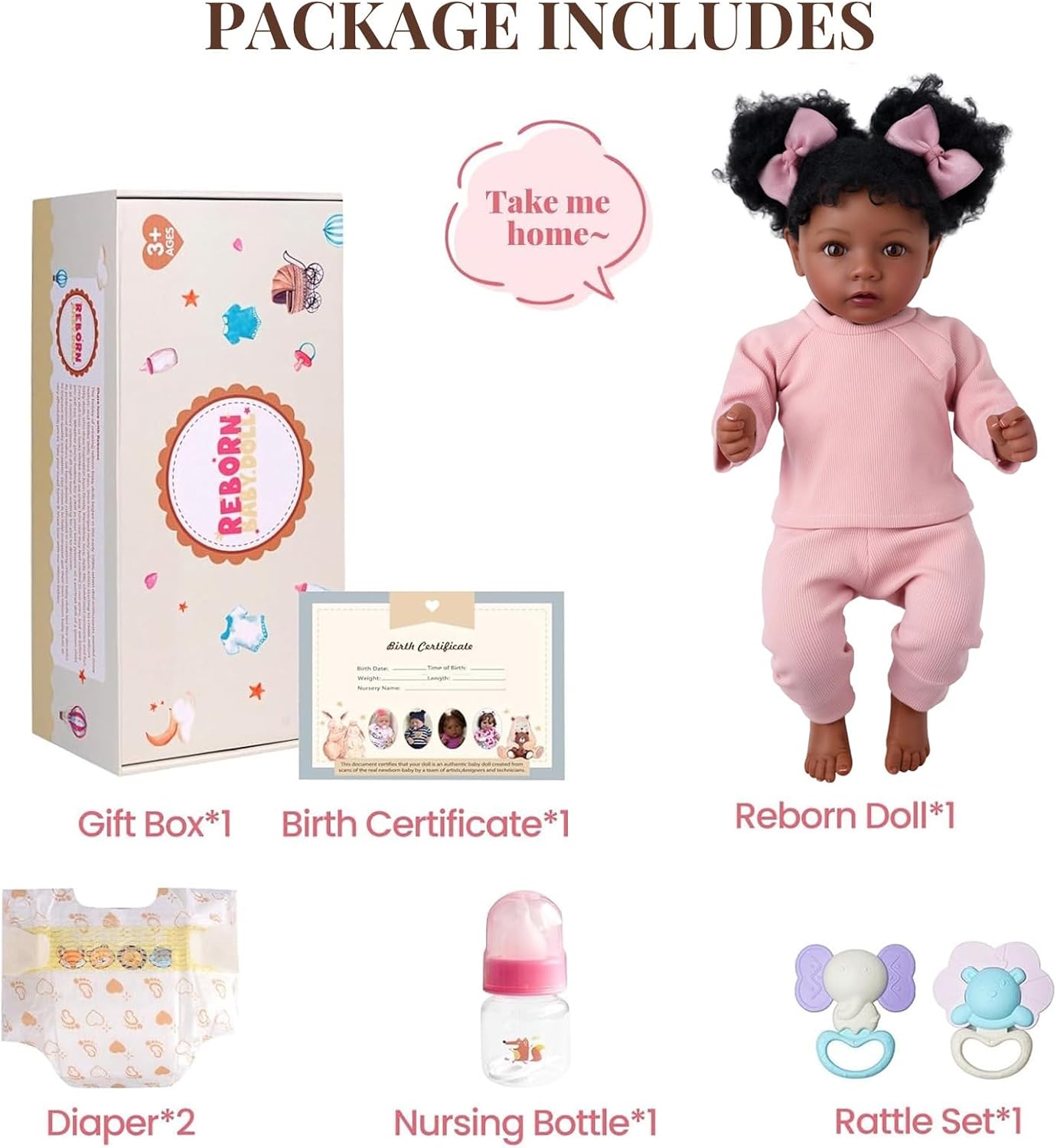 BABESIDE Drink and Wet Reborn Baby Dolls,20 Inch Lifelike Handmade Soft Vinyl Realistic Baby Doll, Can Drink & Pee, Poseable Real Life Baby Doll with Clothes and Toy Gift for Kids Age 3+