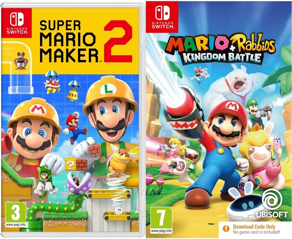 Super Mario Maker 2 (Nintendo Switch) + Mario + Rabbids Kingdom Battle (Code in Box) (Nintendo Switch)