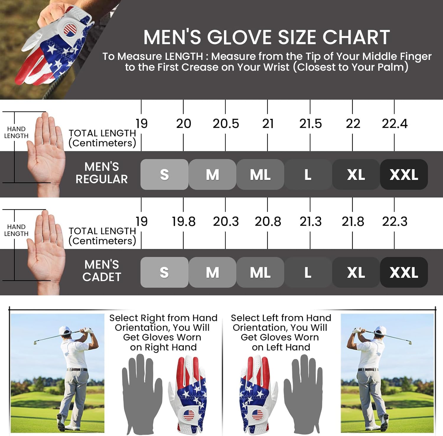 FINGER TEN Golf Gloves Men Colorful 2 Pack for Left Right Handed Golfer, Comfortable Gloves with Ball Marker for Serious Performance, Fit Size Small Medium ML Large XL - Image 6
