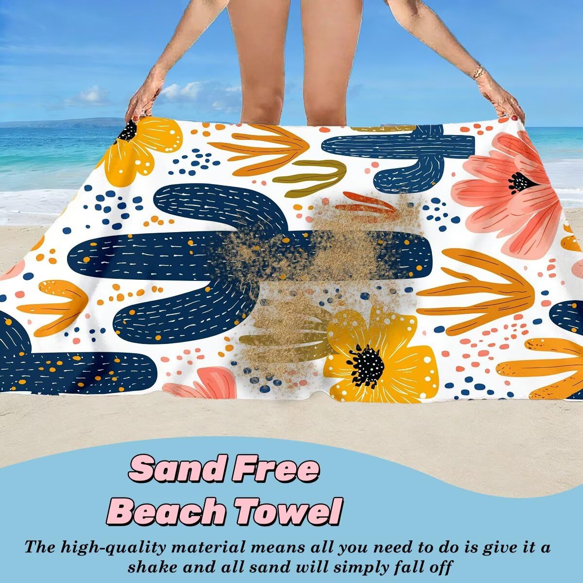 Toalla Playa 100x200 cm, Toalla Gimnasio Microfibra Secado Rapido, Juego de 2 Antiarena Toallas de Playa, Ligera Compacta Toallas Microfibra Grande para Viaje, Regalo Hombre Mujer (Cactus) -5091