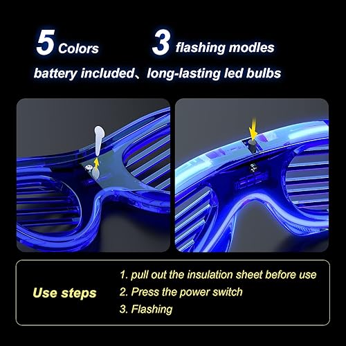 Miniatura 3 de Gafas LED de neón que brillan en la oscuridad, suministros de fiesta para niños y adultos, paquete de 152430 unidades