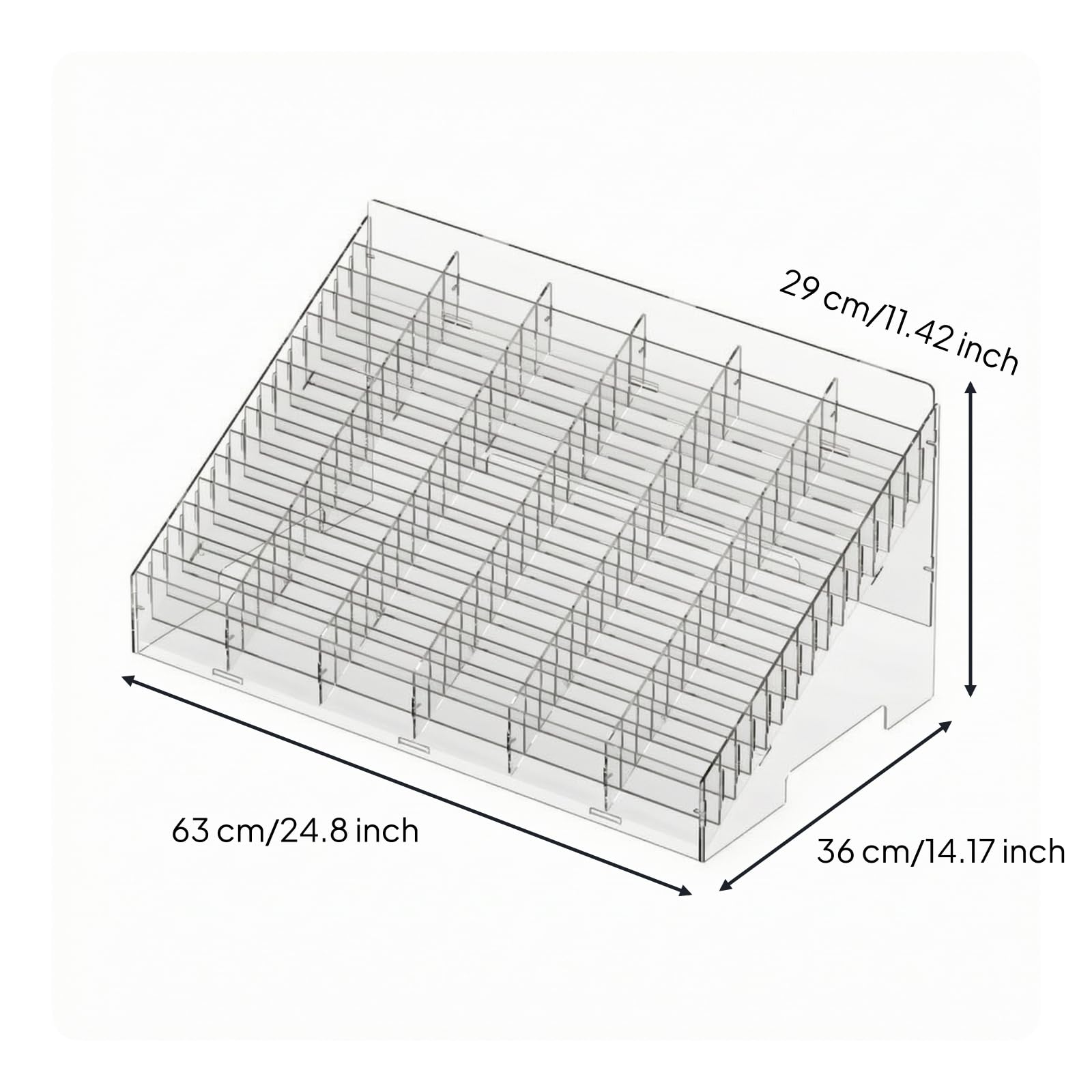 Organizador Escritorio Reutilizable Caja Organizadora Rectangular Plástico Compacta Caja Organizadora con Tapa para Oficina, 63x36x29cm, 90 Ranuras
