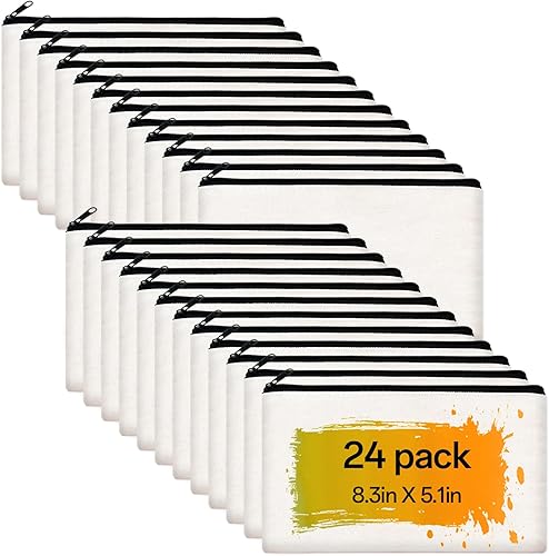 Vista 19 de ZeeDix Bolsa de lona, bolsa de cosméticos multiusos con cremallera, bolsa de lona con cremallera para manualidades, bolsas de maquillaje en blanco