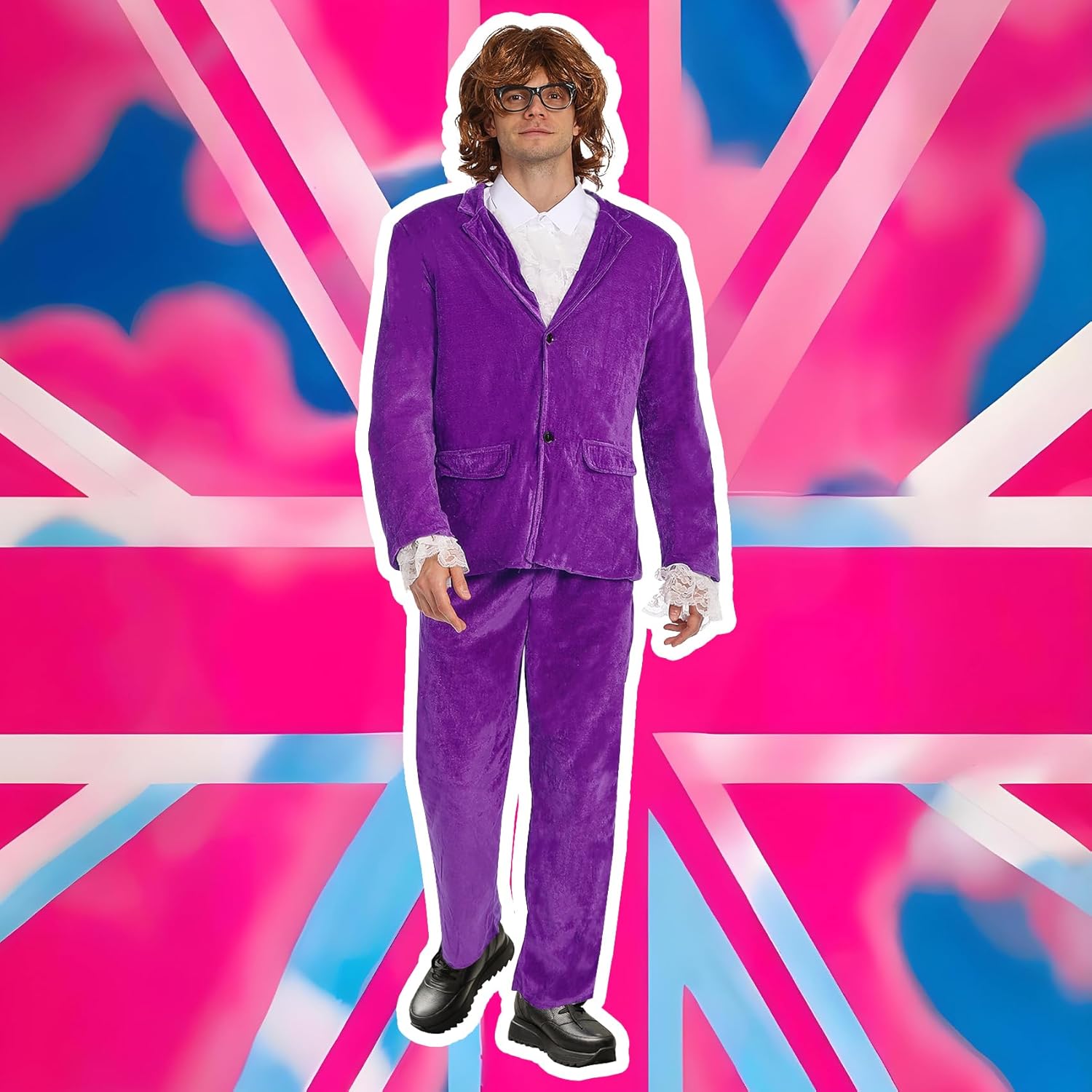 Halloween Costume Purple Jacket Pant Wig and Glasses for Cospaly Party Outfit - Image 5