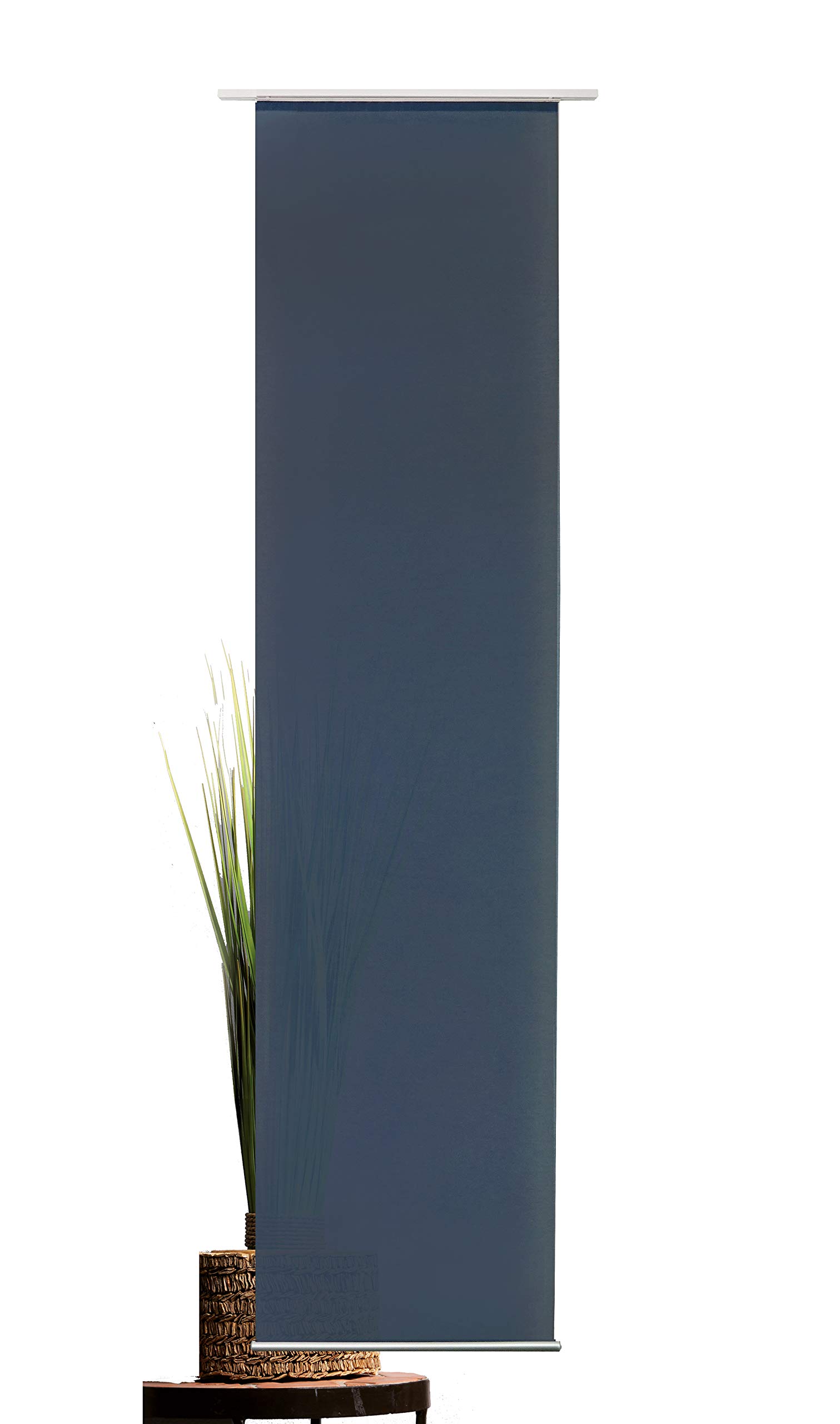 Flächenvorhang Set Basic für Innenlaufschienen mit 6mm Laufkanal inklusive Paneelwagen und Beschwerer Dark-Blue 60x300 cm