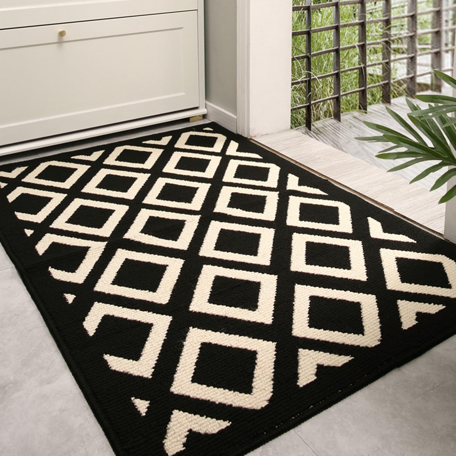 Fußmatte 80x120 Cm – Rutschfeste, Maschinenwaschbare Schmutzfangmatte Für Eingang, Flur, Innen/außen (Diamant-Design)