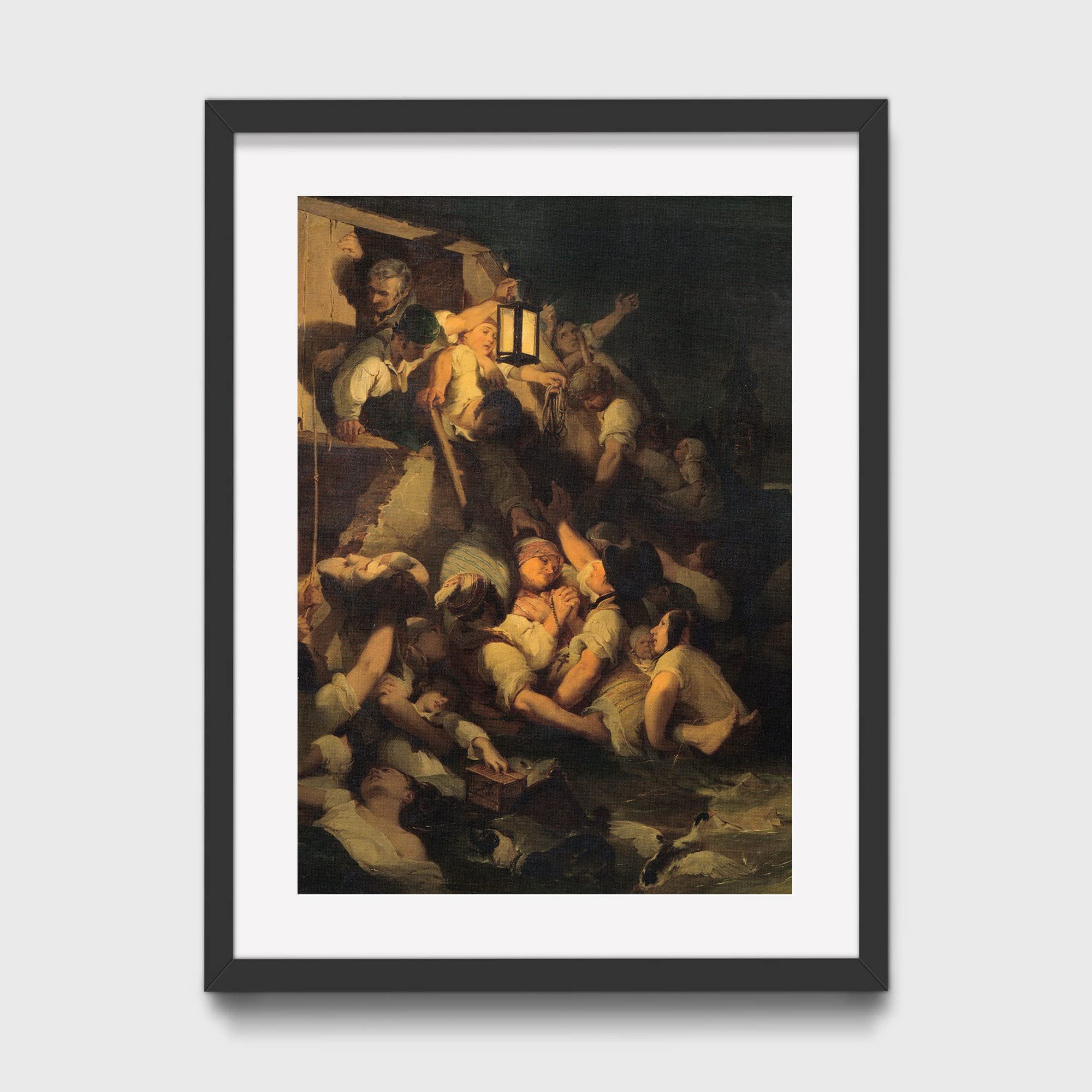 GenericA4 Framed Ready to Hang - Peter Fendi - Scene of The Flooding in 1830 (1830) Photo Poster Painting Art Print