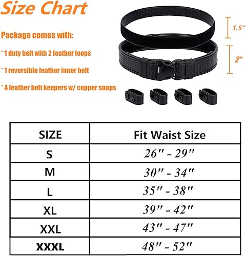Miniatura 7 de Basketweave - Cinturón de trabajo con forro de gancho de 2 pulgadas, cinturones de servicio policial con 4 protectores de cinturón de 1.5 pulgadas,