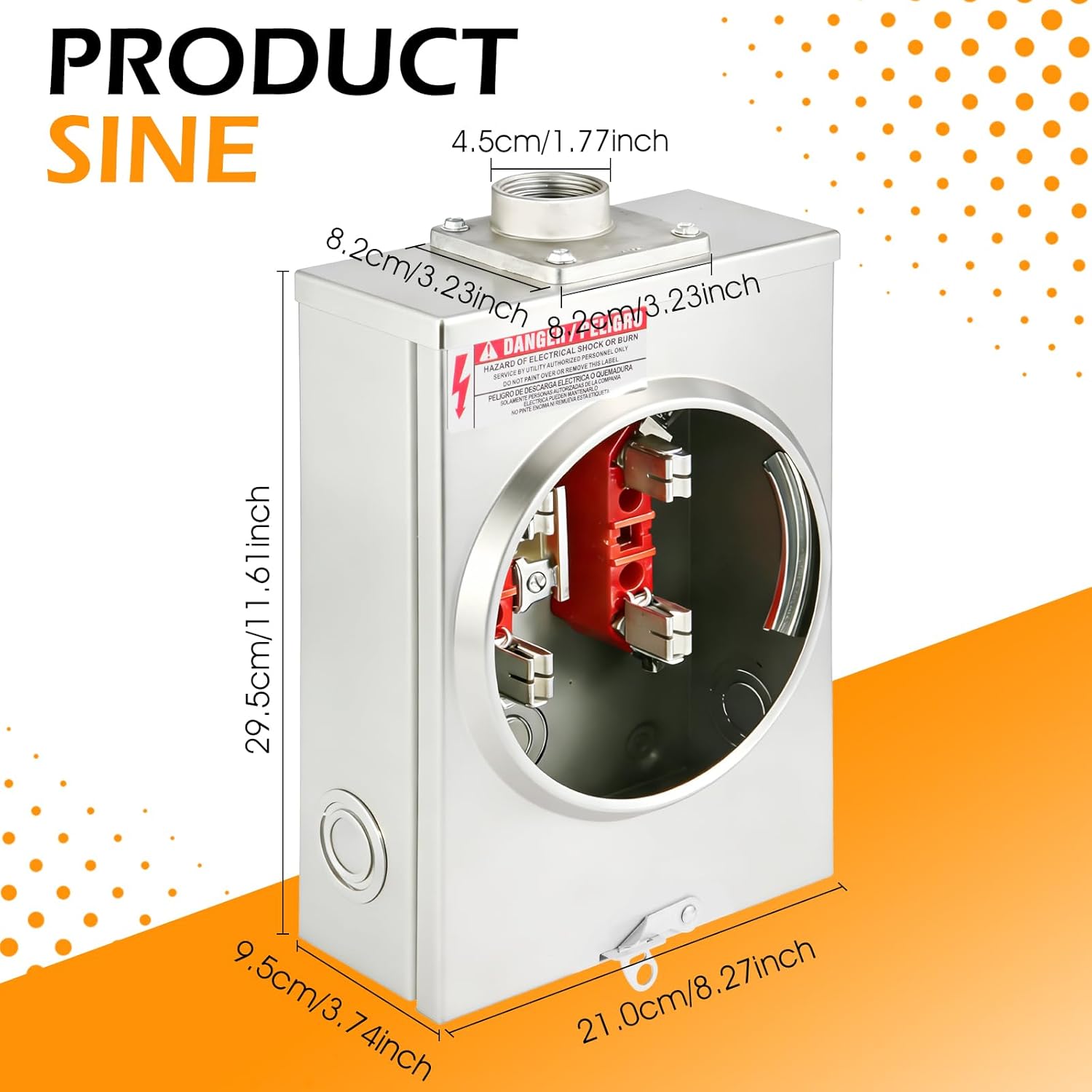 125 Amp 4 Jaw Meter Socket, 600V 3 Wire Ringless Meter Base with Horn Bypass Cover Plate, Ideal for Overhead & Underground Power Feed (125A 4Jaw)