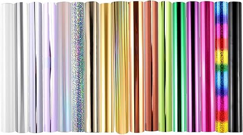 2.0 x 7.6 in, 17 rollos de papel de aluminio reactivo de tóner para estampado en caliente para hacer tarjetas, manualidades brillantes, álbumes de
