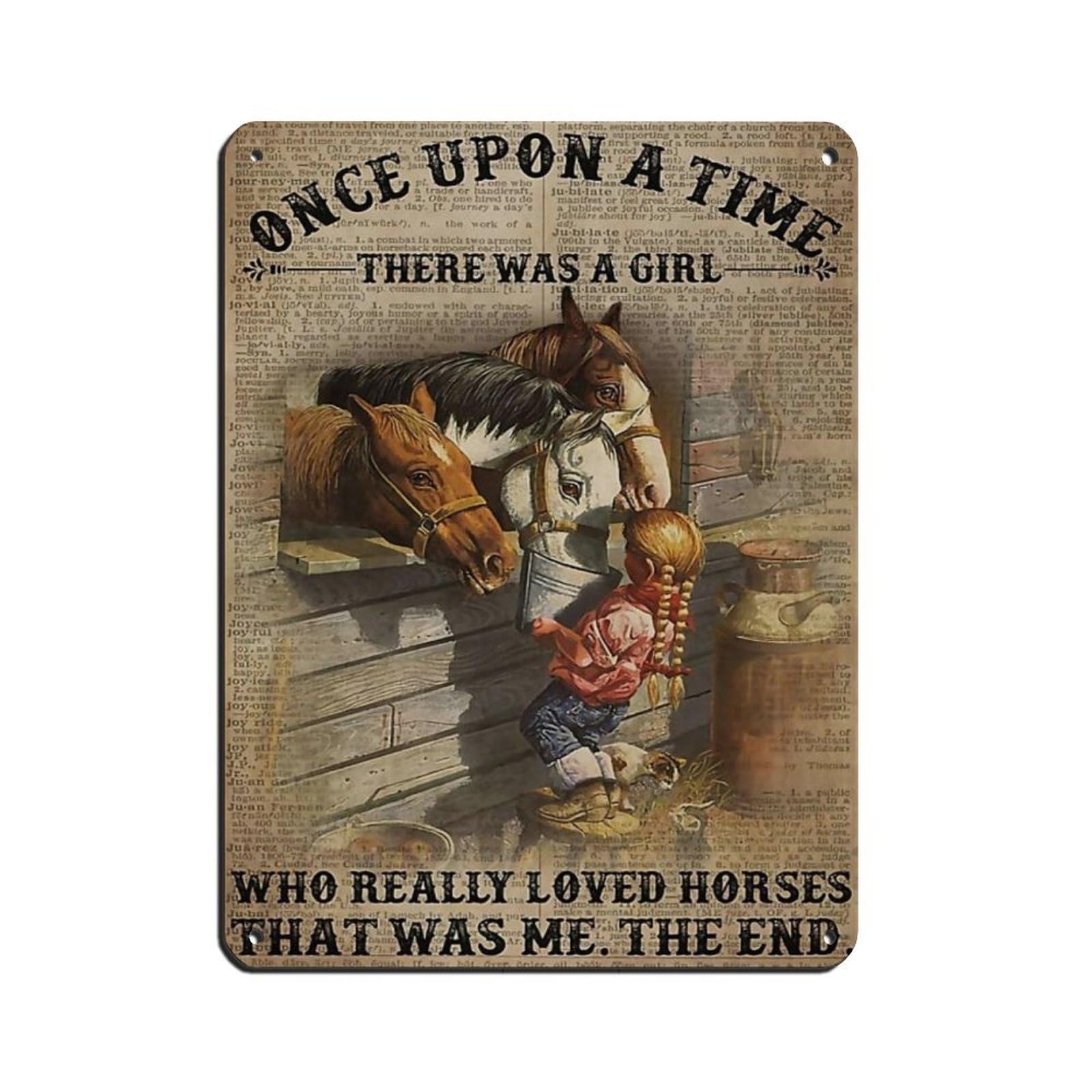 Girl Horse,Cowgirls Poster Retro Poster Metal Tin Sign Chic Art Retro Iron Painting Bar People Cave Cafe Family Garage Poster Wall Decoration 12x16inch(30x40cm)