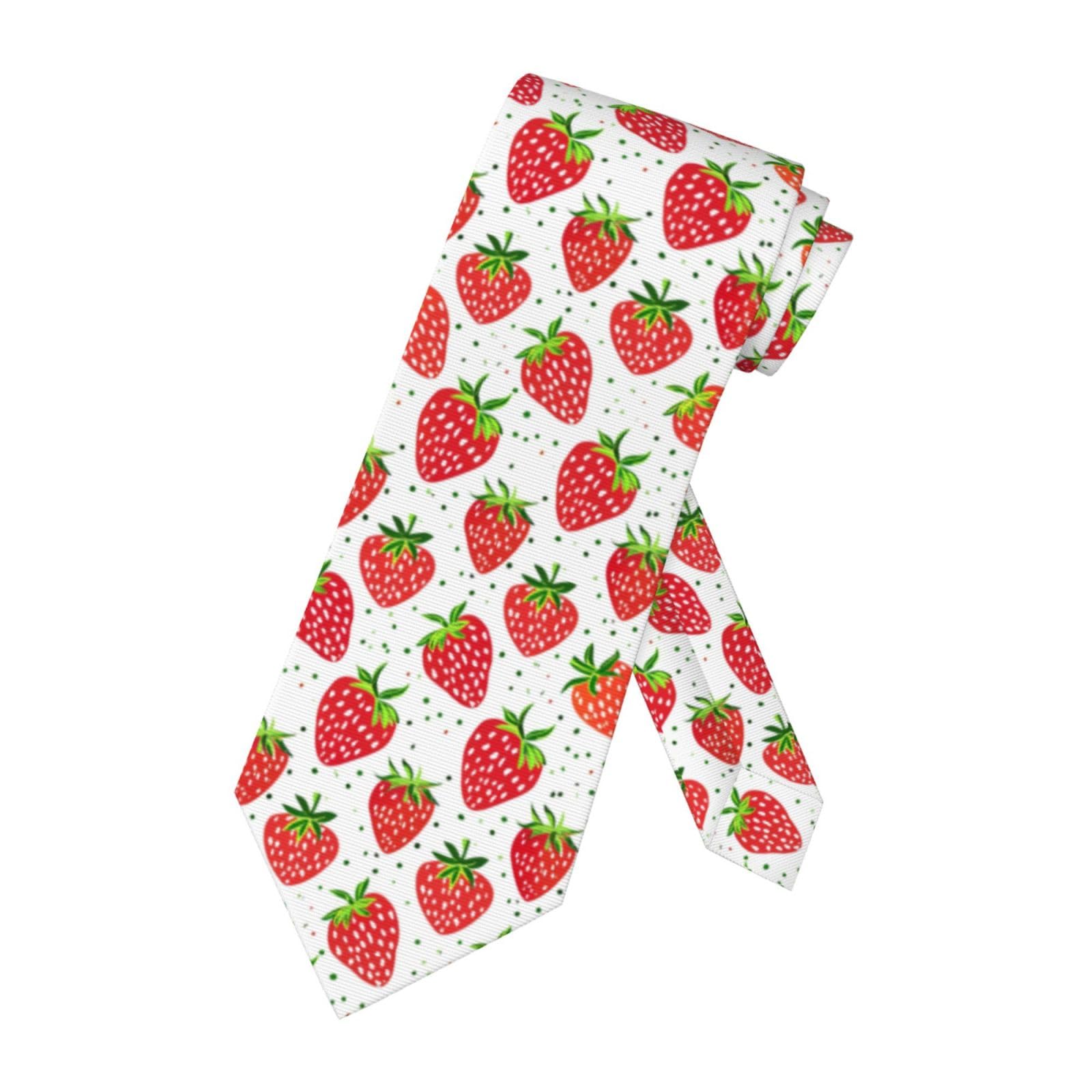 Men's Tie Necktie Funny Novelty Fresh Fat Strawberry Pattern Neckties for Men Formal Party Business Regular Length Neckties Soft Ties Designer Wedding