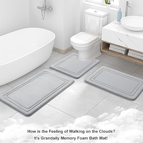 Miniatura 9 de Grandaily Alfombra de baño de espuma viscoelástica de 59 x 20 pulgadas, ultrasuave, antideslizante y absorbente, lavable a máquina, cómoda alfombra