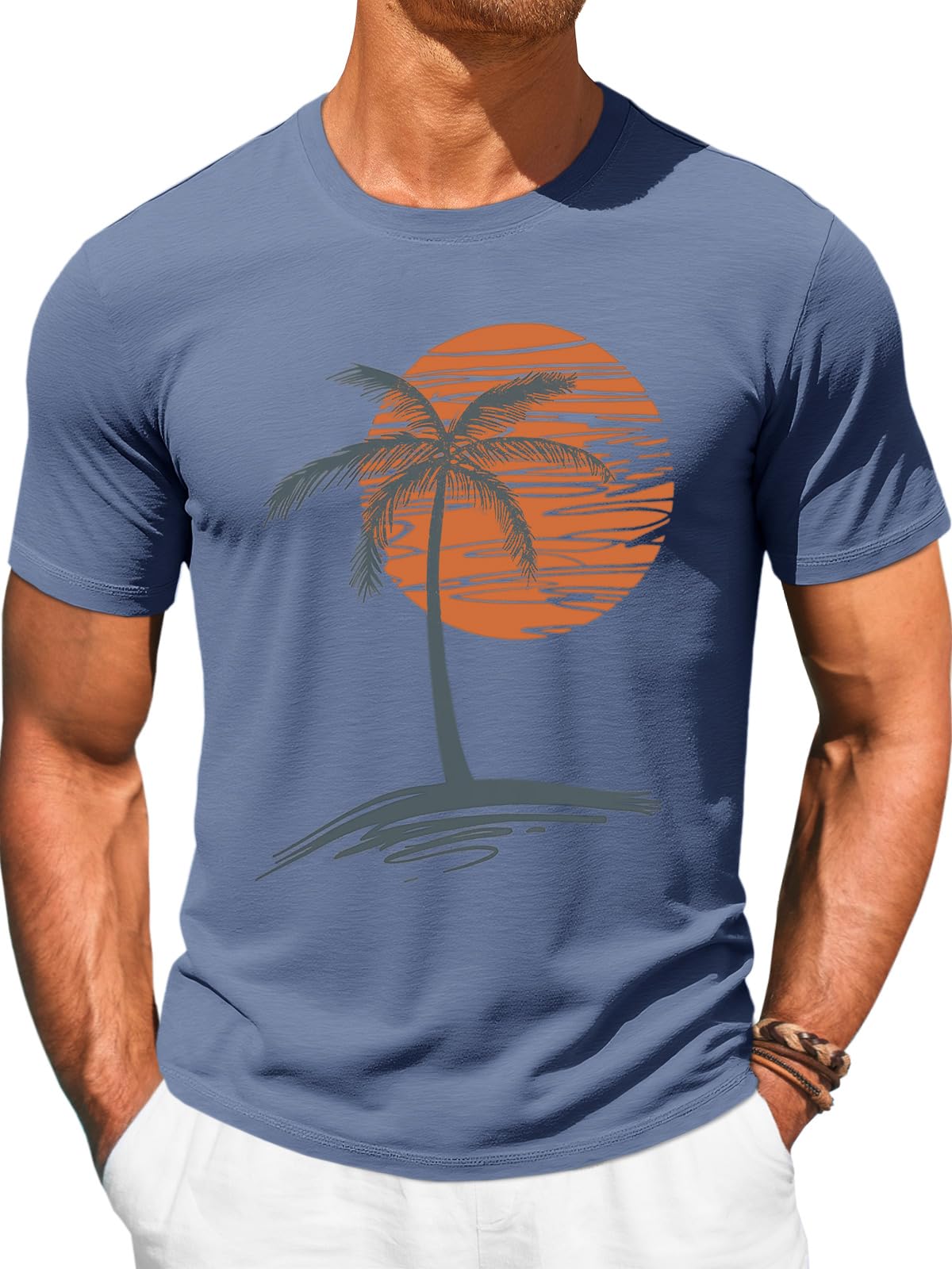 Runcati Mens Short Sleeve T-Shirts Graphic Crew Neck Shirt Printed Tees