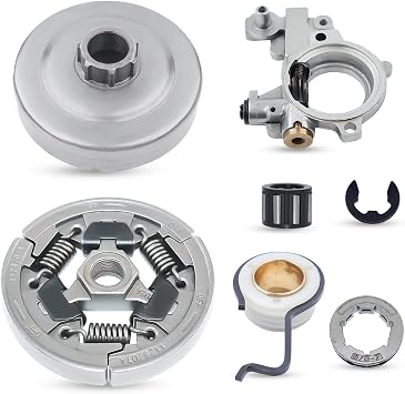 3/8"-7T Clutch Drum Sprocket Rim Oil Pump Kit for Stihl 044 046 MS341 MS361 MS362 MS362C MS380 MS381 MS440 MS441 MS460 Chainsaw with Worm Gear Bearing E-clip Replace 11280071000 11351602050