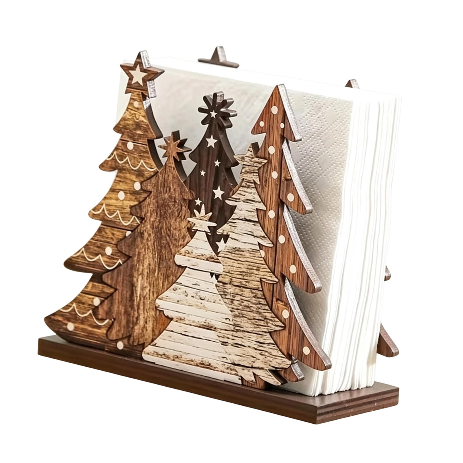Mekalero Bucolic Themed Napkin Storage Holder Natural Wood Restaurant Tissue Container Hollow Carved Tissue Holder for Stylish Home Decor Hollow Carved