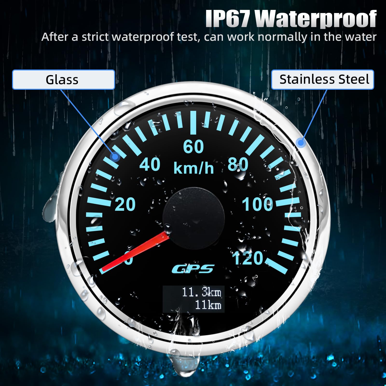 Compteur de vitesse GPS 52mm pour bateau, tachymètre, odomètre 0-120 km/h, étanche IP67, tachymètre 7 couleurs, instrument de mesure pour voiture bateau yacht 12V/24V