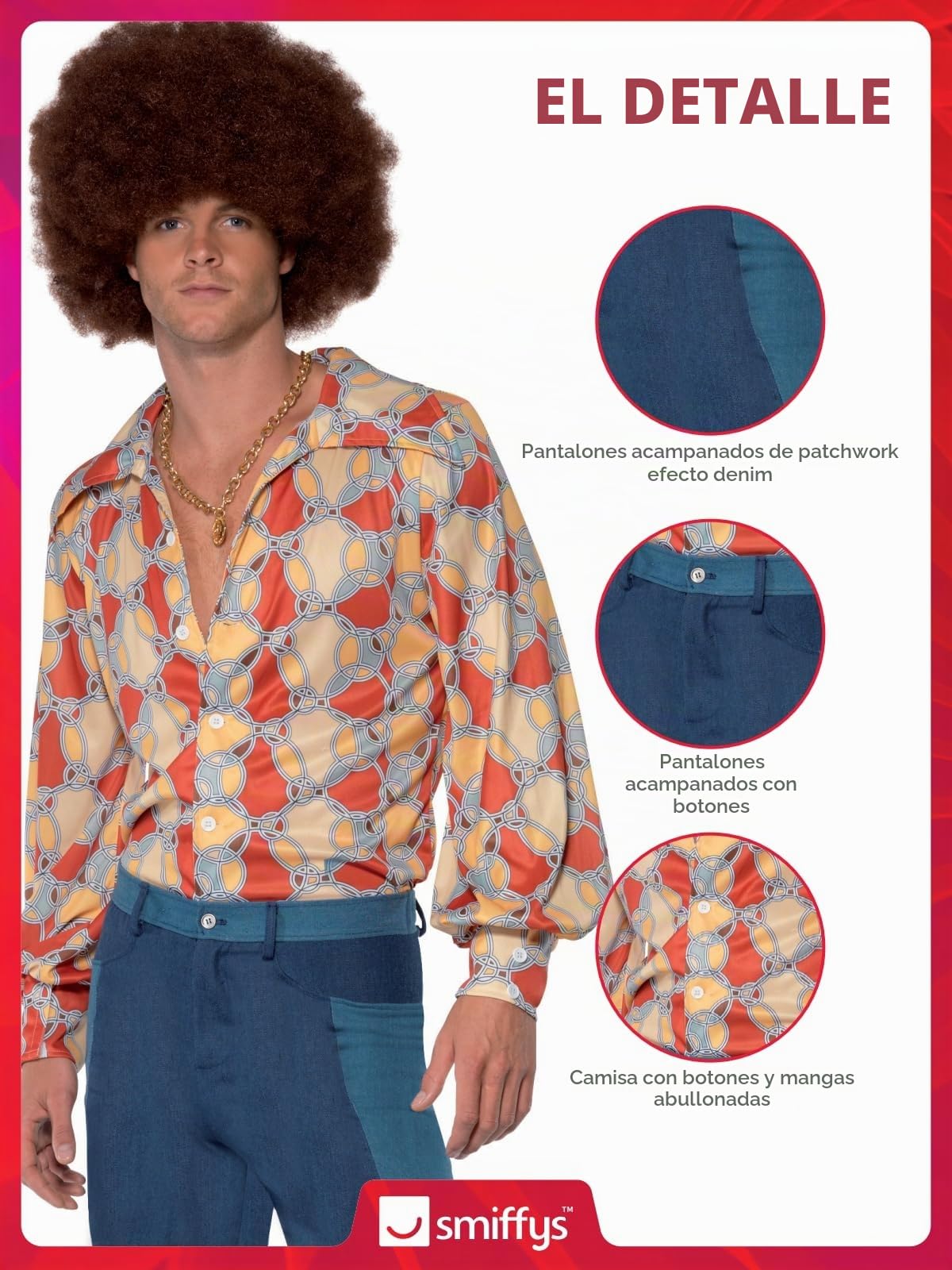 Smiffys Disfraz retro de los años 70 para hombre
