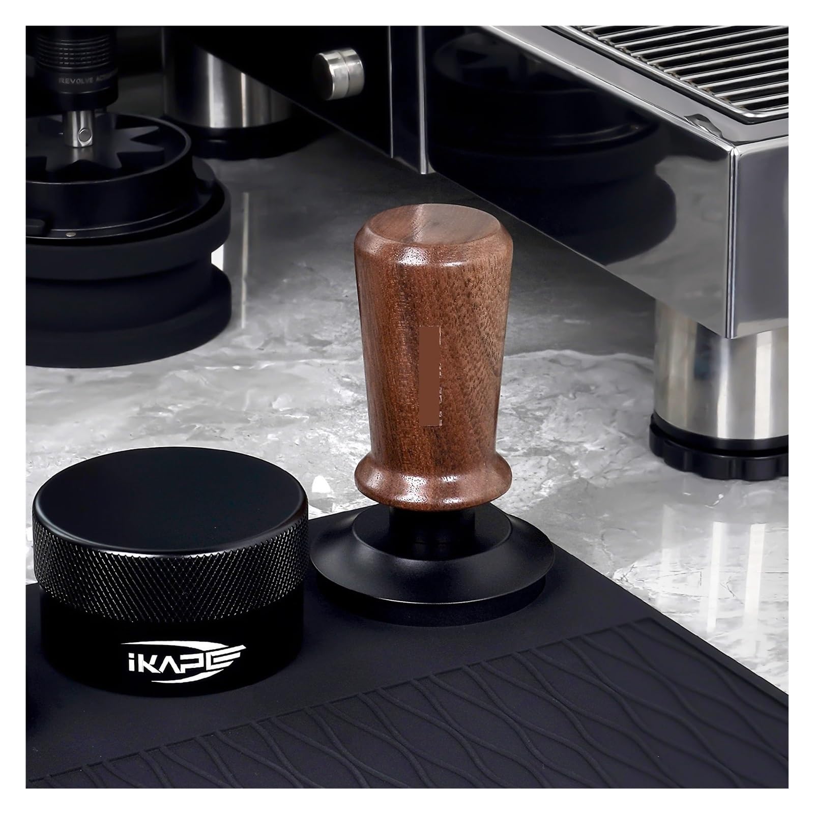 Pressino For Caffè In Legno, Pressino In Noce For Espresso Con Base Caricata A Molla Calibrata For 51/53,3/58 Mm(51mm)
