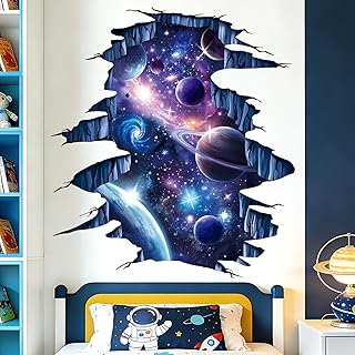 wondever Wandtattoo Weltraum Kinder 3D Wandaufkleber Planeten Weltall Wandsticker Wanddeko für Kinderzimmer Jungen Babyzimmer Spielzimmer