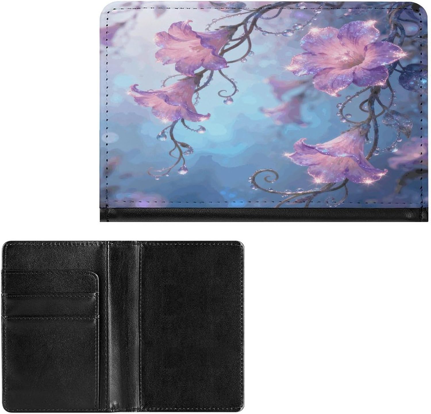 Enchanted Floral Passport Holder Cute Portable Passports Cover Slim Identification Passport Holder PU Wallet Cover Case for Travel for Women Men Travel Cruise