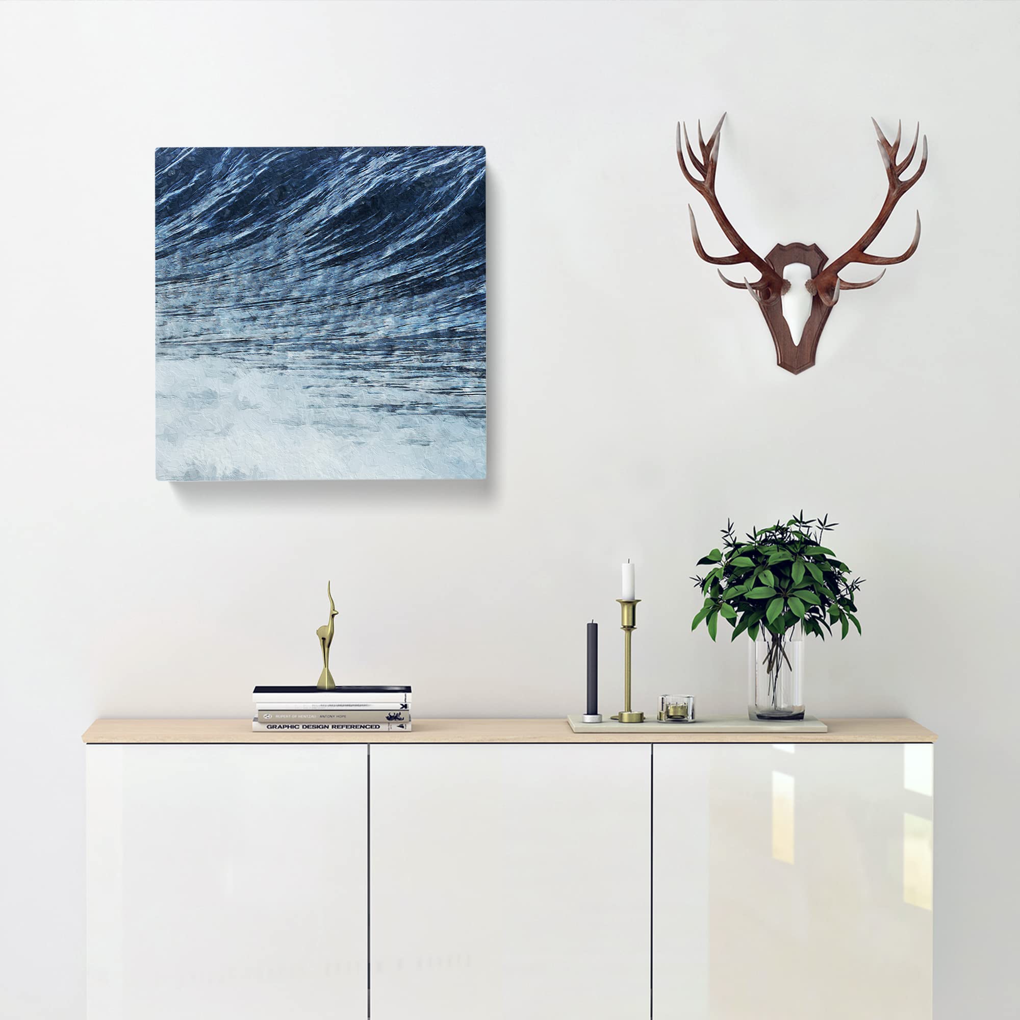 Rising of the Wave in Blue Canvas Print, Mixed, 35L x 35W cm - Image 2