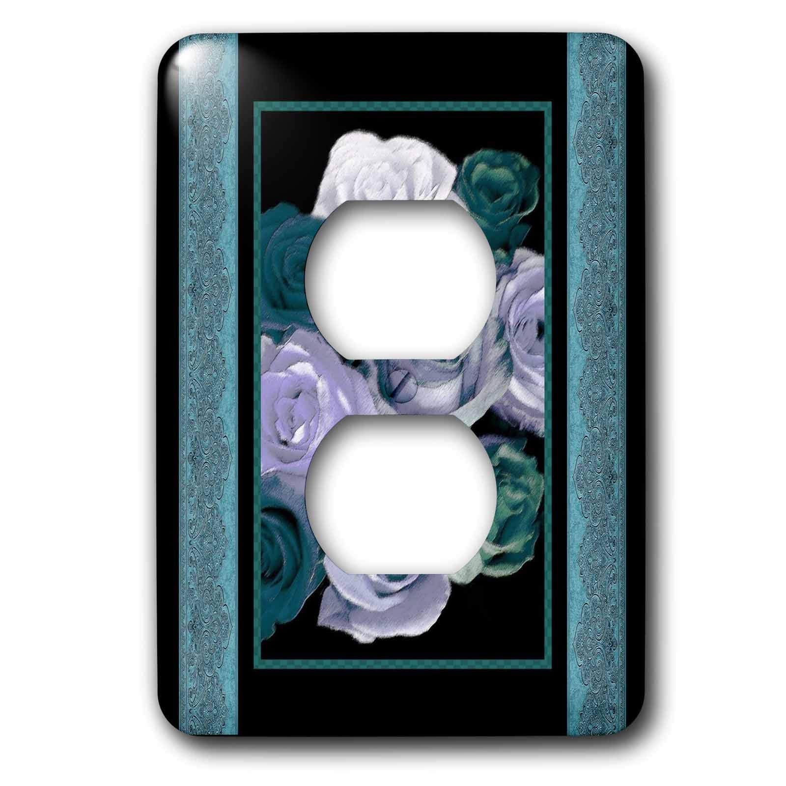Lot de 2 bouchons de couverture pour prise de vue roses bleu sarcelle 3dRose lsp_29800_6