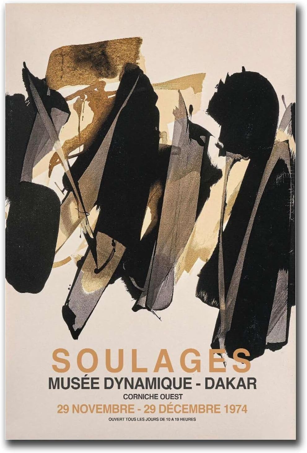 Affiches Pierre Soulages art mural peinture sur toile décoration intérieure 60x80cm