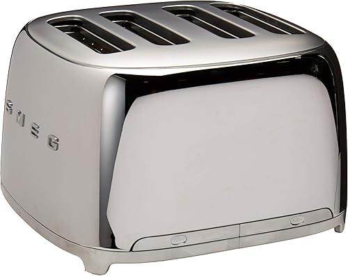 Miniatura 2 de Smeg Tostadora Estilo Retro Estético de los 50 de 4 Rebanadas 6 Preajustes Ranuras Extra Anchas Acero Inoxidable TSF03SSUS Acero inoxidable,Negro