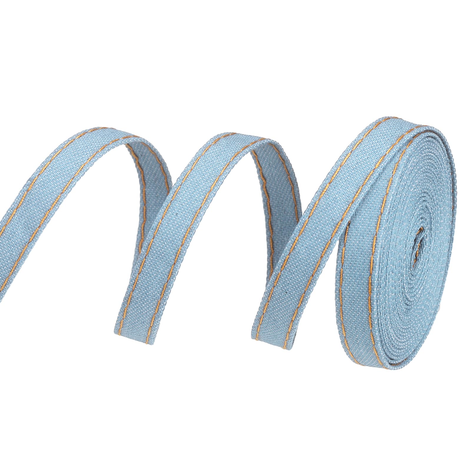 PATIKIL 3/8" Denim Ribbon, 1 Roll 3 Yard Layering Jean Fabric Craft Strip for Bow DIY Making Hair Clip Garment Sewing Decorations, Light Blue